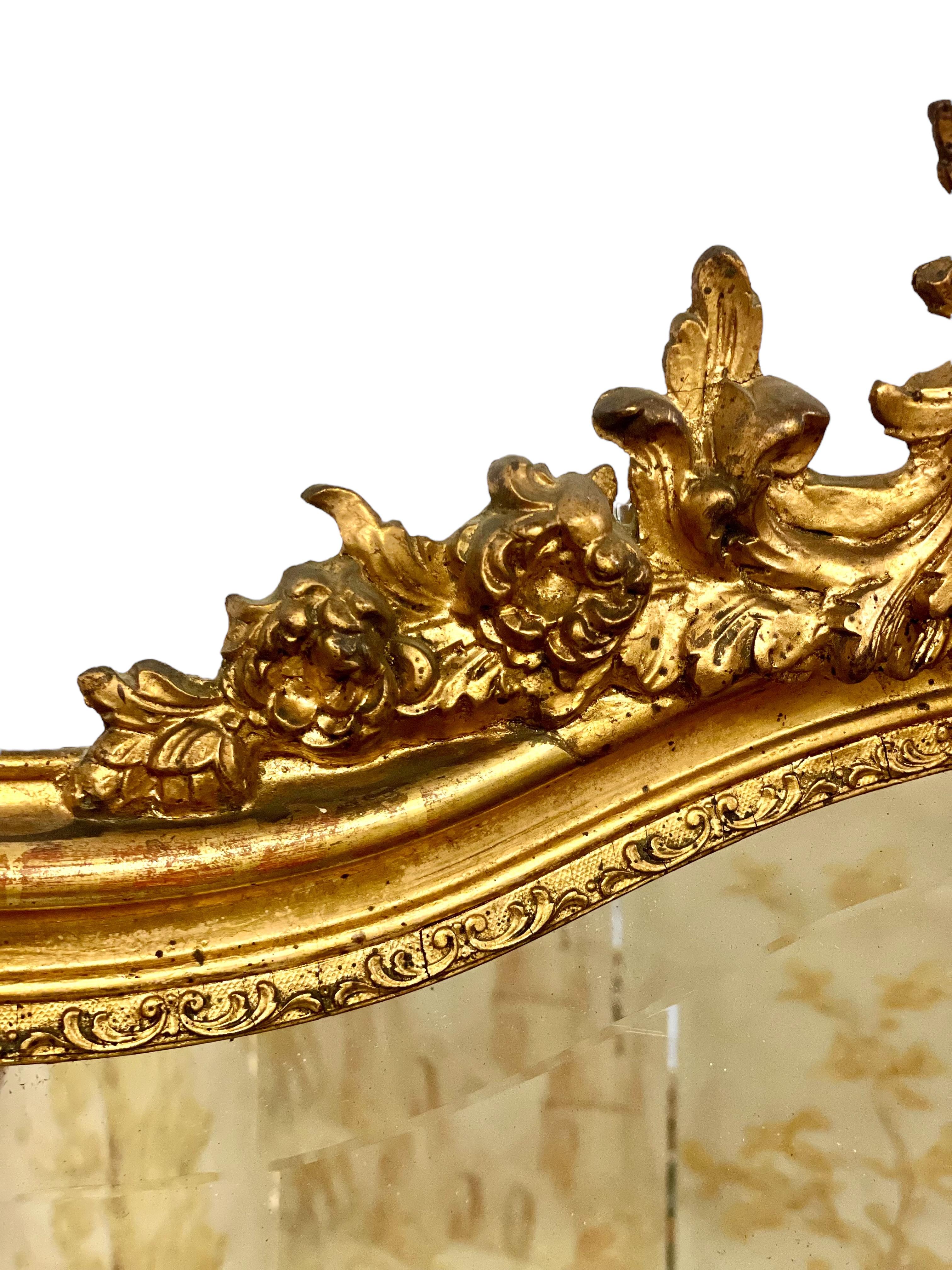 Hand-Carved Louis XV Style Giltwood Mirror 19th Century