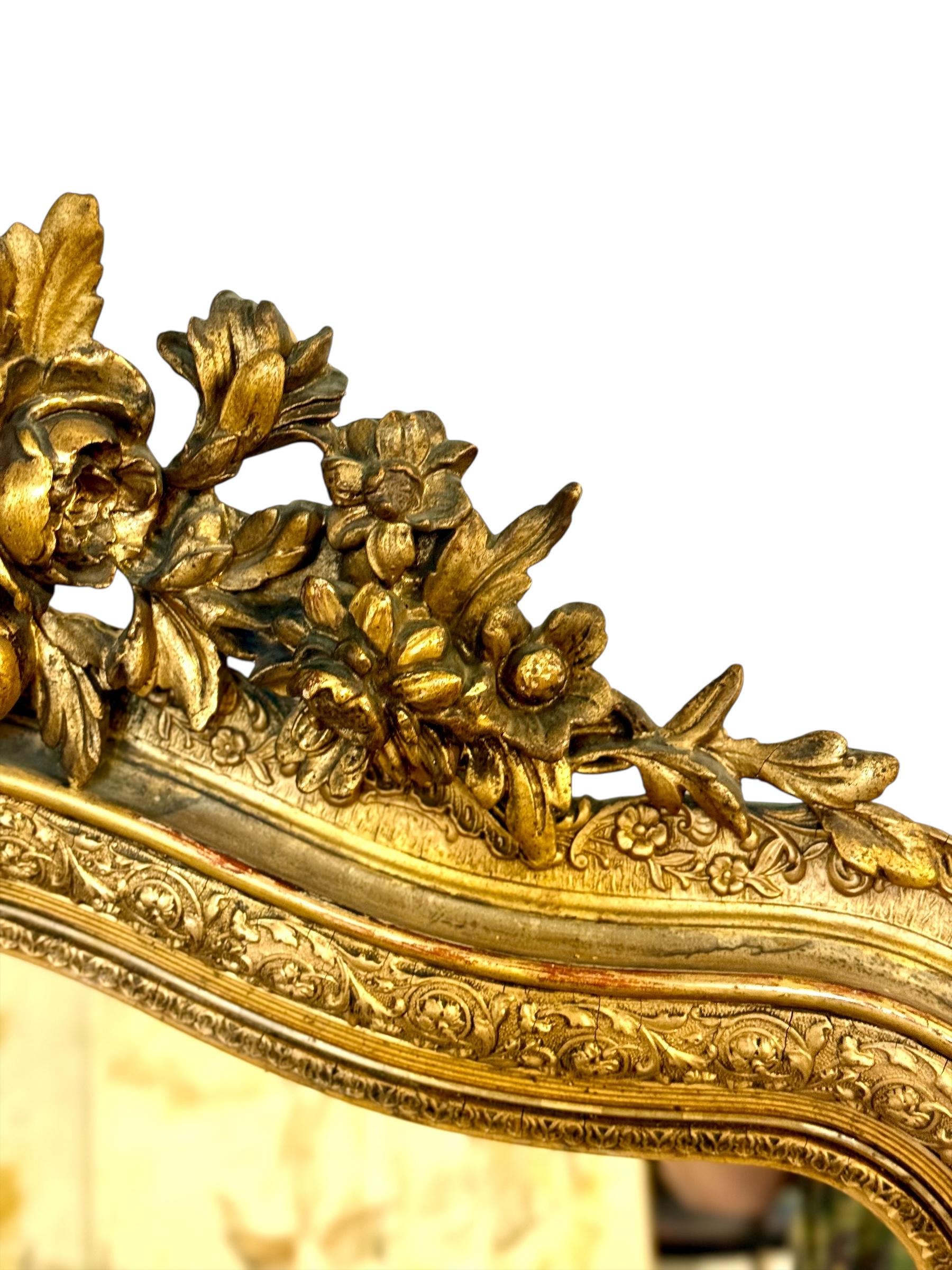 French Louis XV Style Giltwood Mirror 19th Century For Sale