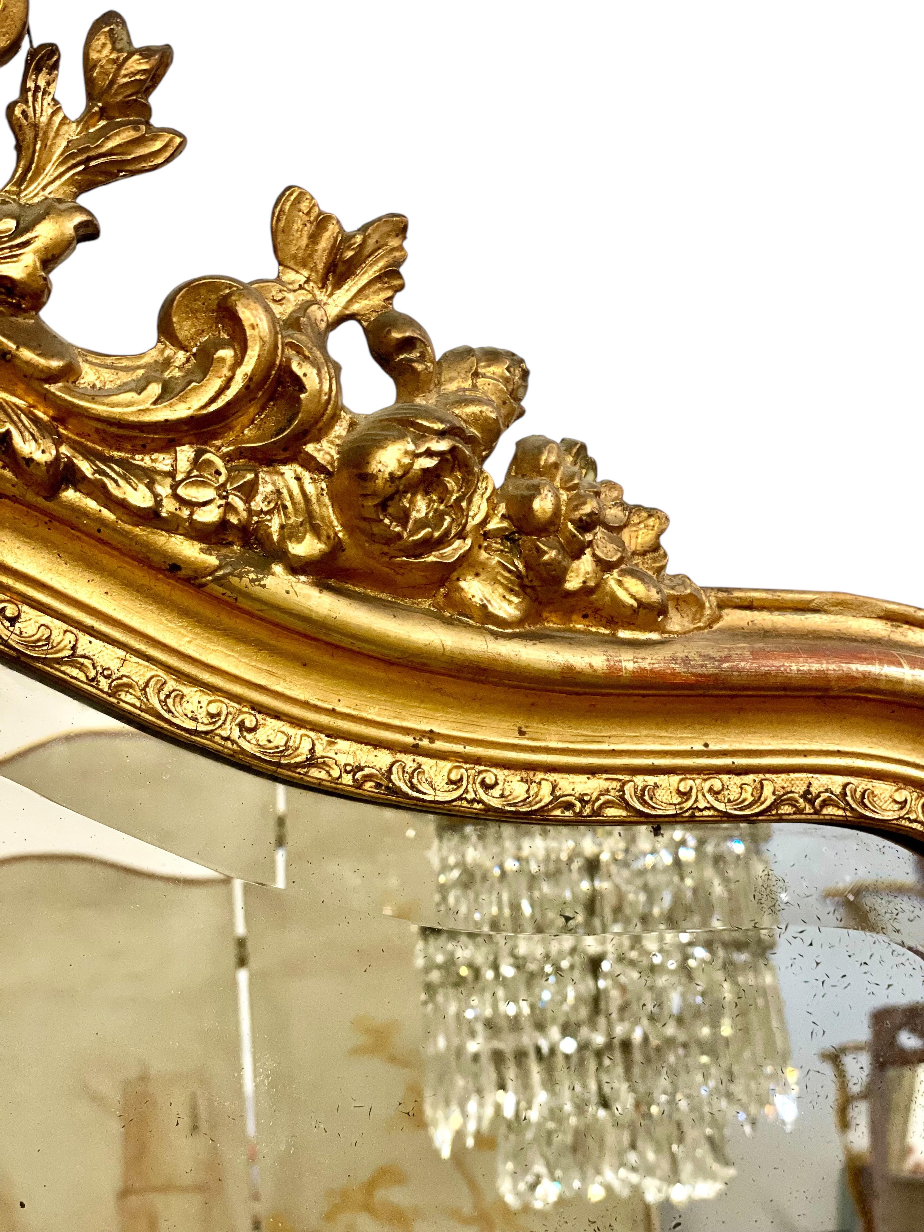Louis XV Style Giltwood Mirror 19th Century In Good Condition In LA CIOTAT, FR