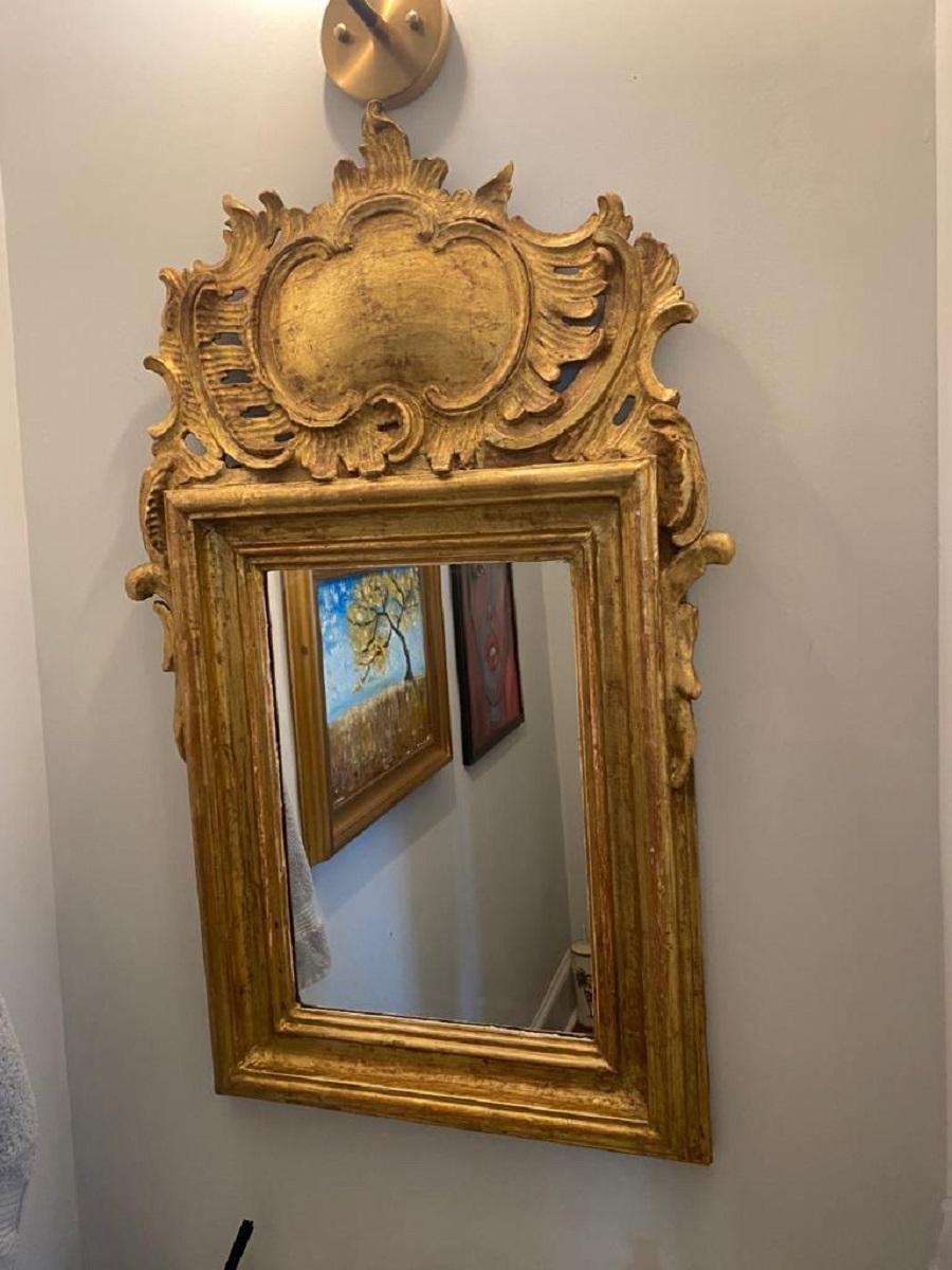 Louis XV Style Giltwood Mirror with a Foliate Scroll Crest, 20th Century 3