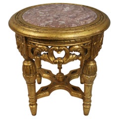 Louis XV Style Giltwood & Rouge Marble Lamp Table