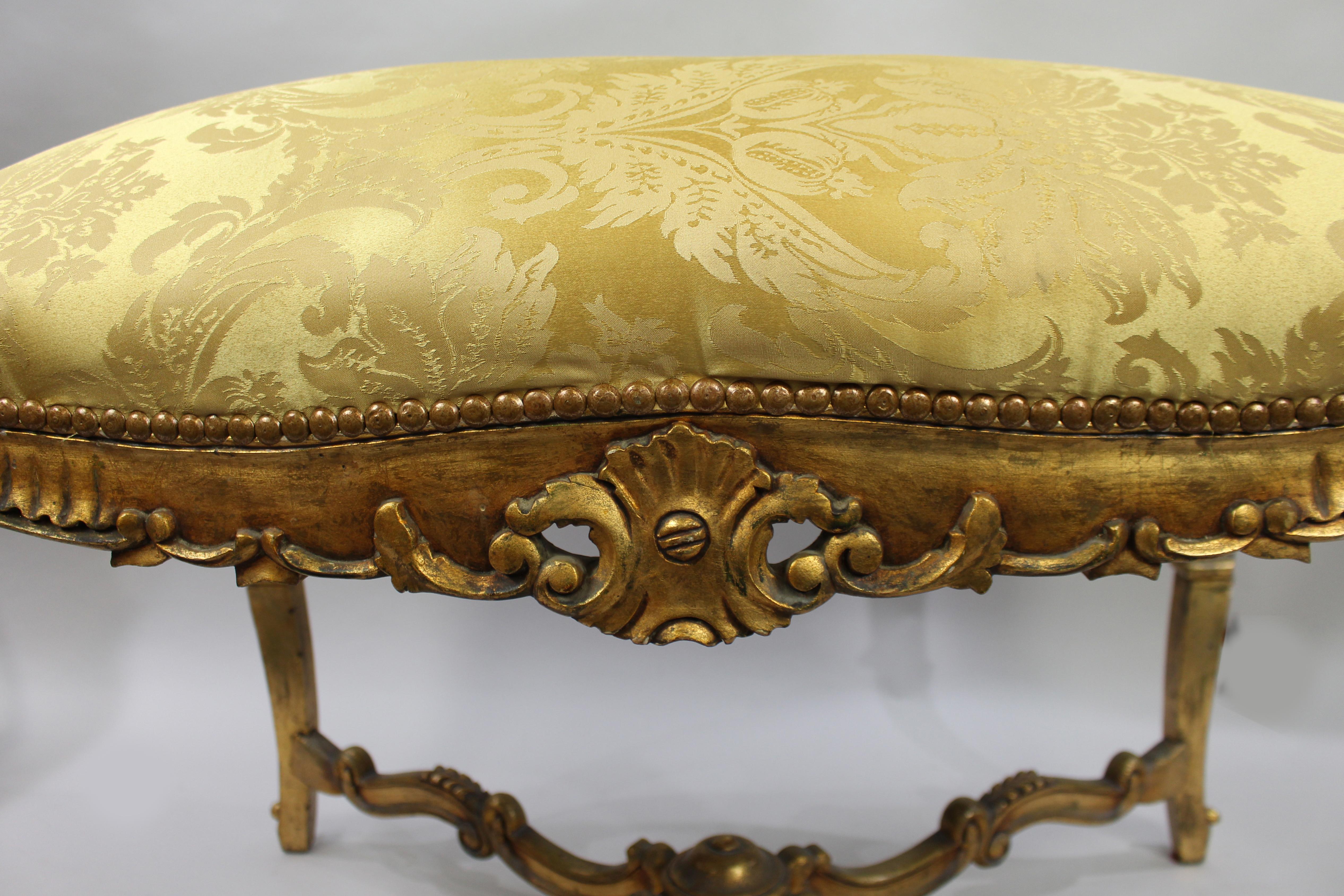 Louis XV Style Giltwood Upholstered Window Seat For Sale 2