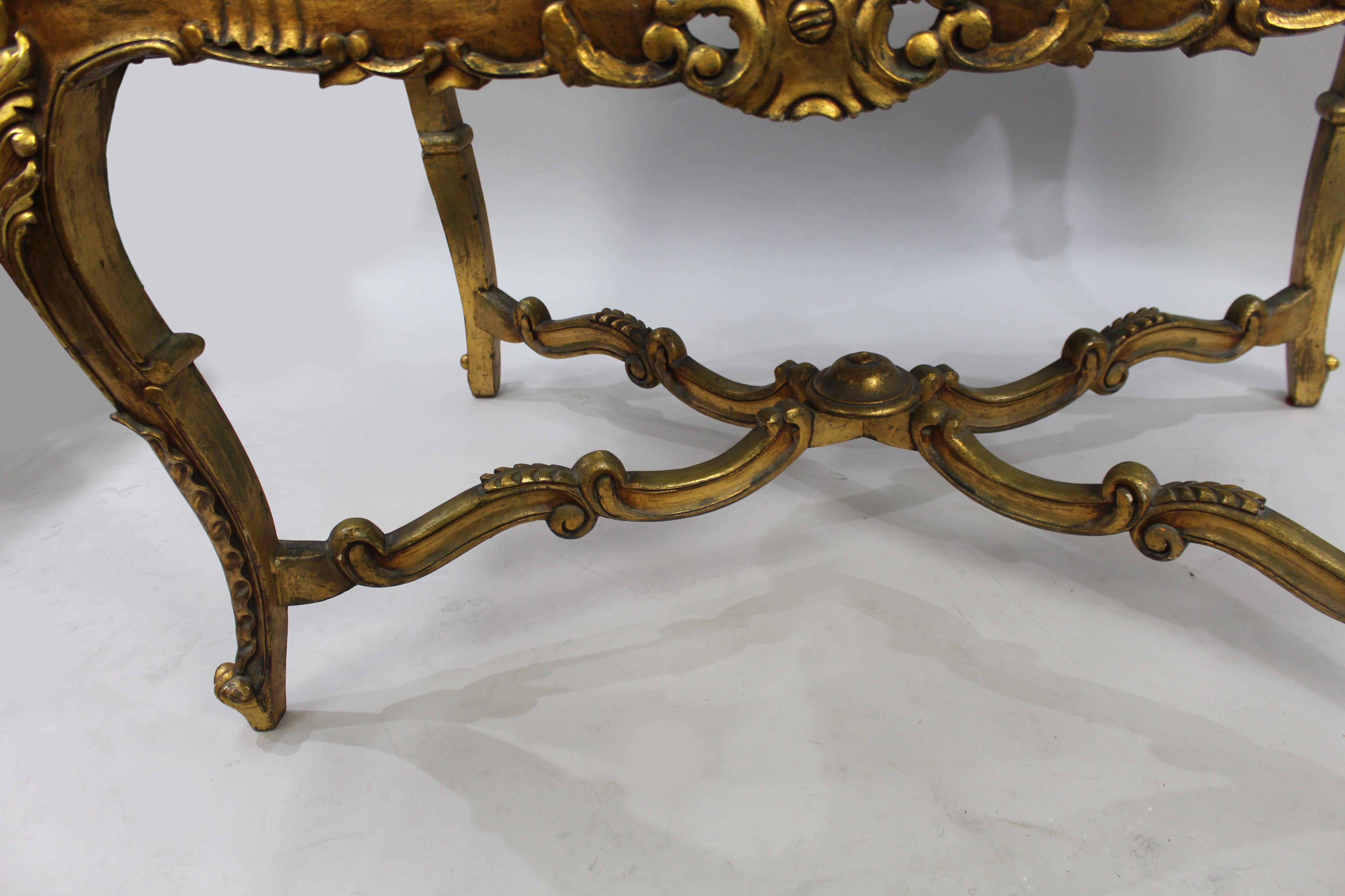 Louis XV Style Giltwood Upholstered Window Seat For Sale 4