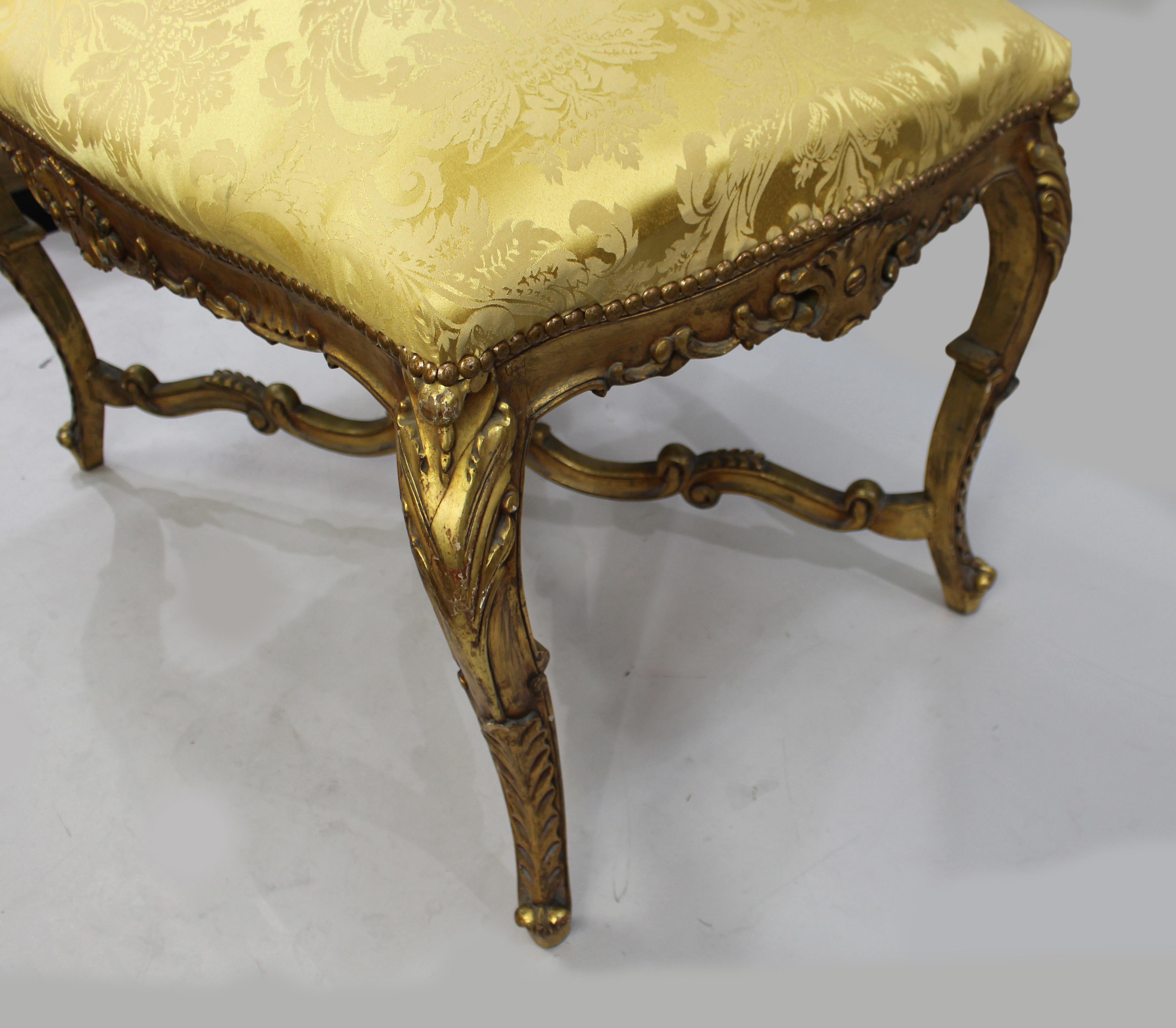 Louis XV Style Giltwood Upholstered Window Seat For Sale 5