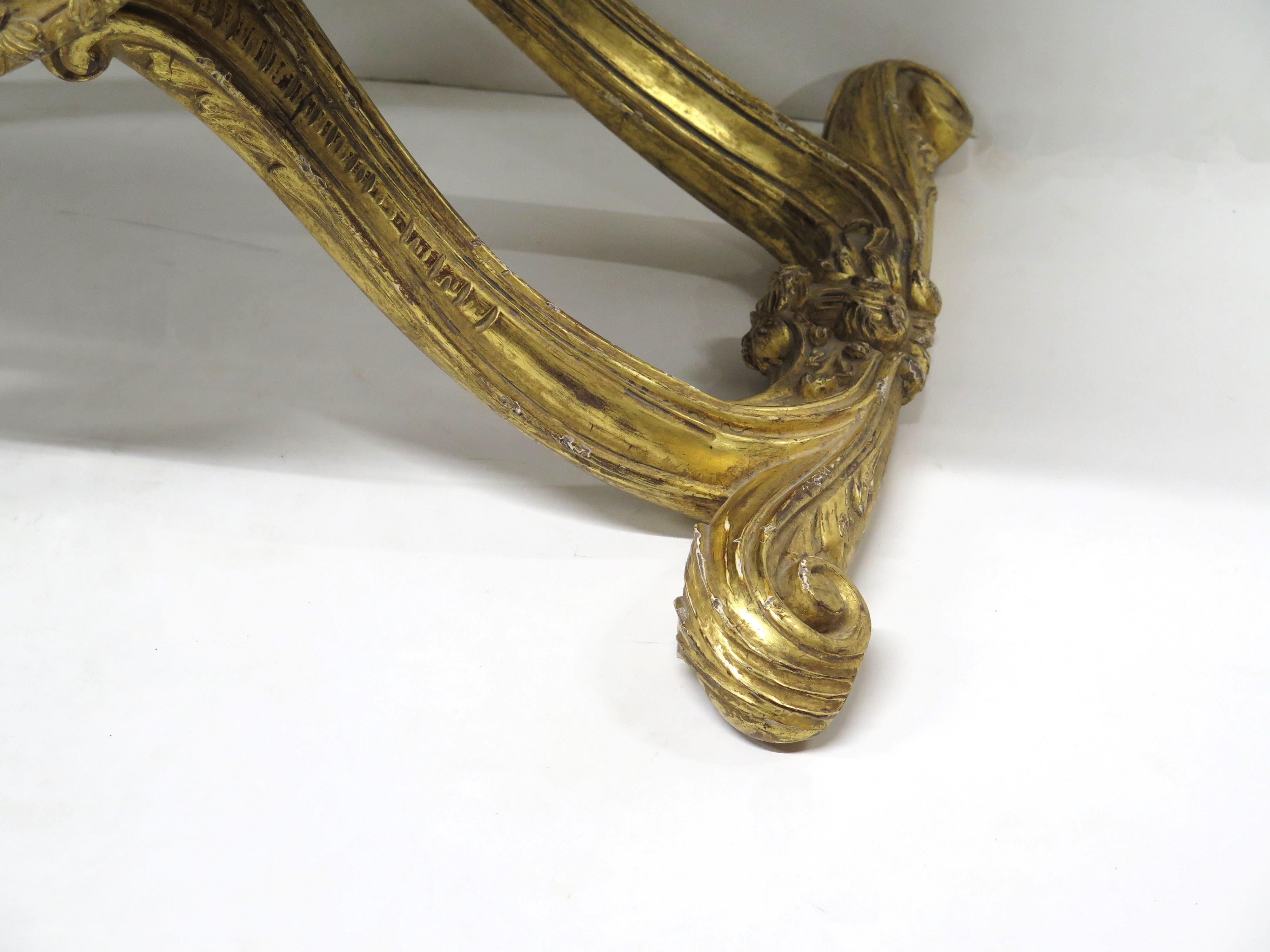 Louis XV-Style Giltwood X-Shaped Folding Stool / Curule Seat For Sale 1
