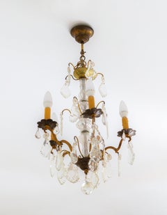Louis XV Style Glass And Bronze Chandelier, Five Arms, 20th Century