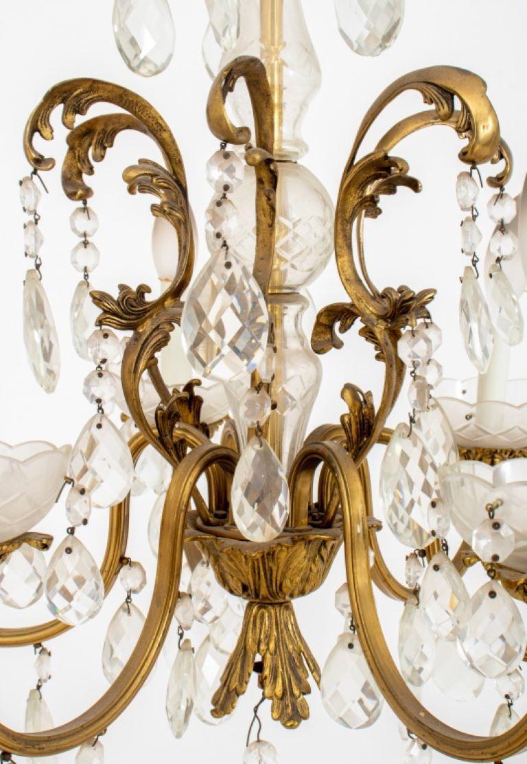 Louis XV Style Glass Baluster Six Light Chandelier In Good Condition For Sale In New York, NY