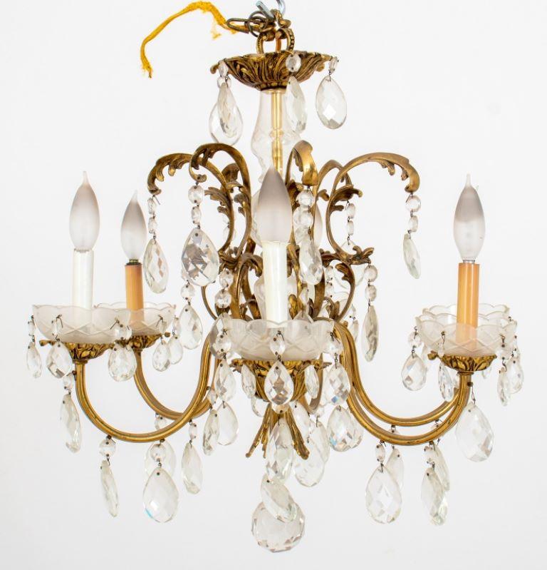 Louis XV Style Glass Baluster Six Light Chandelier For Sale 1