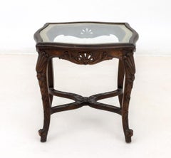 Louis XV Style Glass Top Side Table, ca. 1900