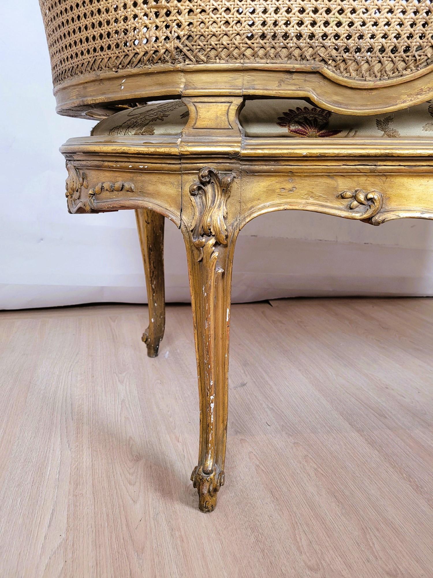 Banc panier doré de style Louis XV, fin du 19ème siècle en vente 4