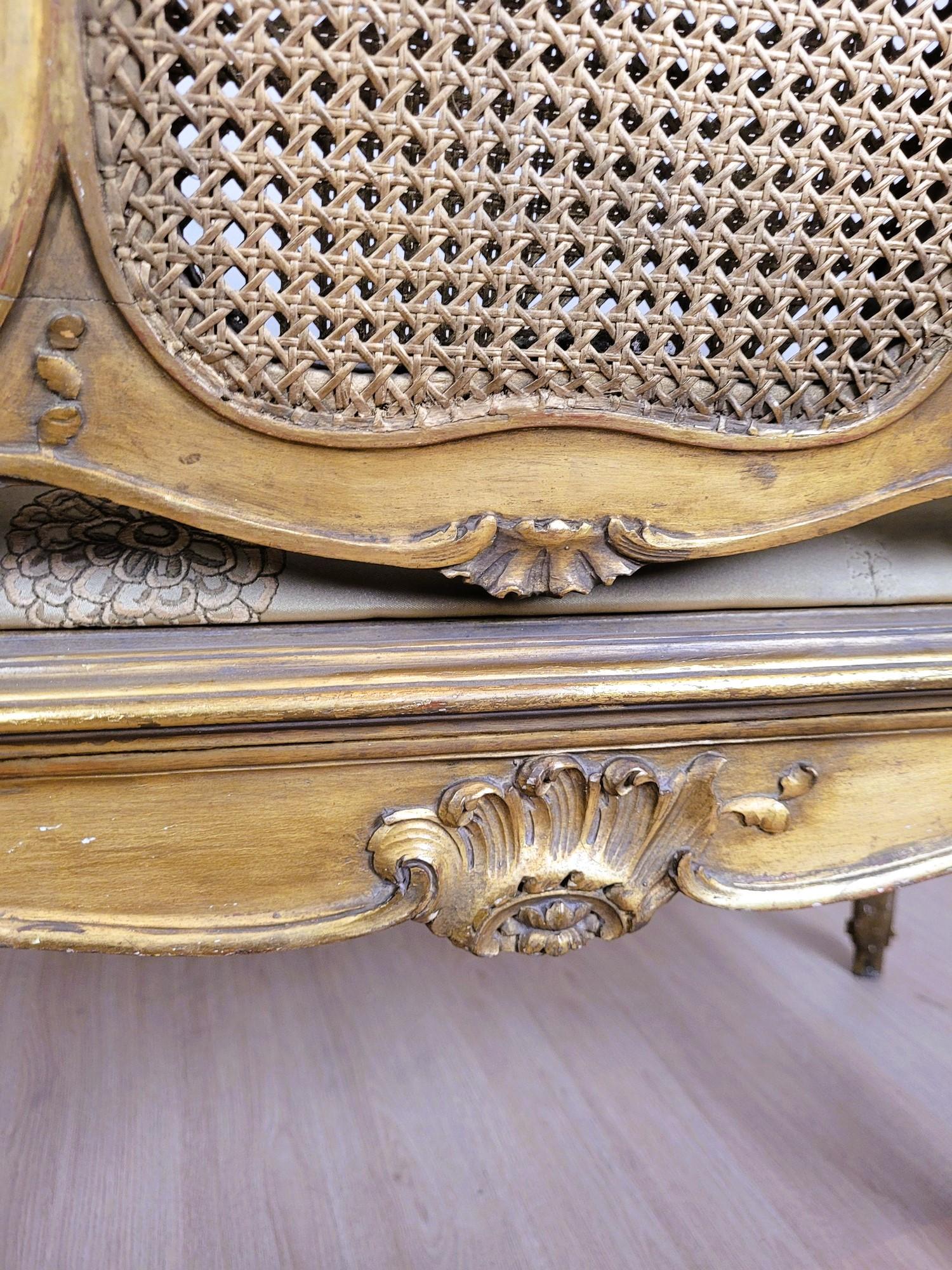 Banc panier doré de style Louis XV, fin du 19ème siècle en vente 5