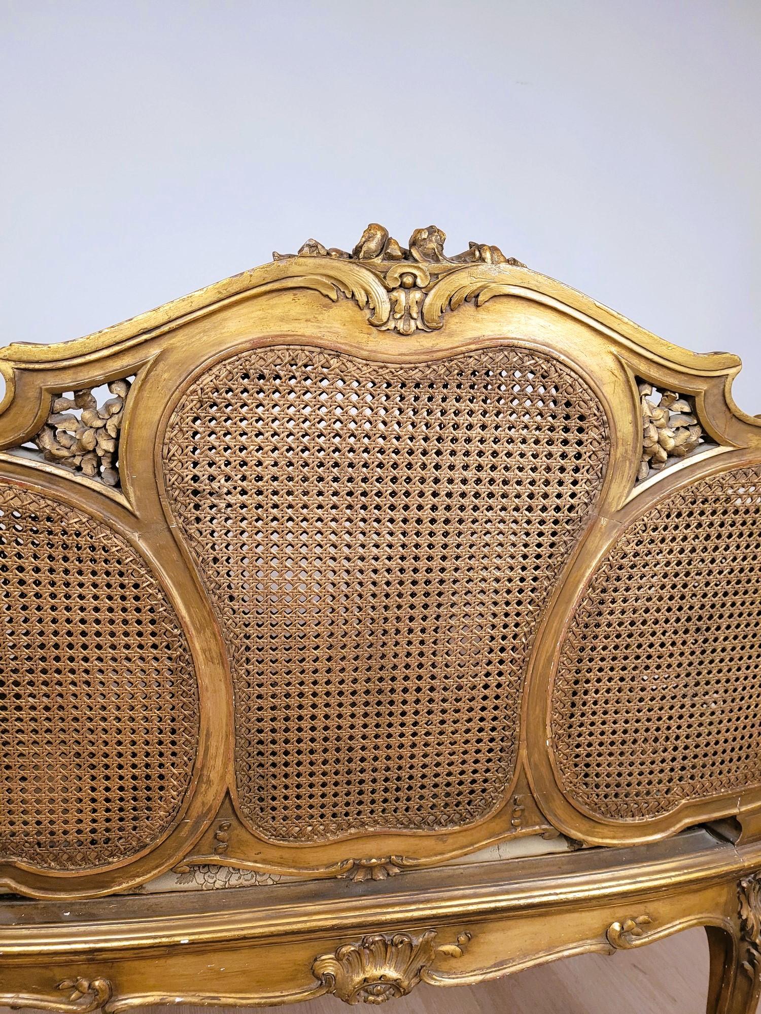 Banc panier doré de style Louis XV, fin du 19ème siècle en vente 6