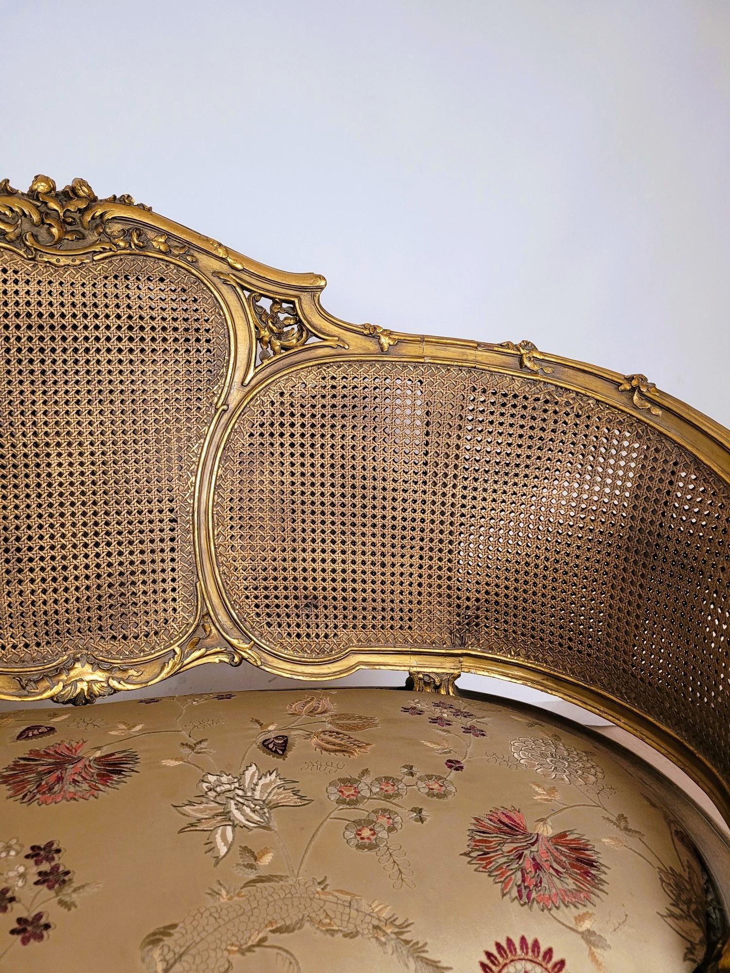 Vannerie Banc panier doré de style Louis XV, fin du 19ème siècle en vente