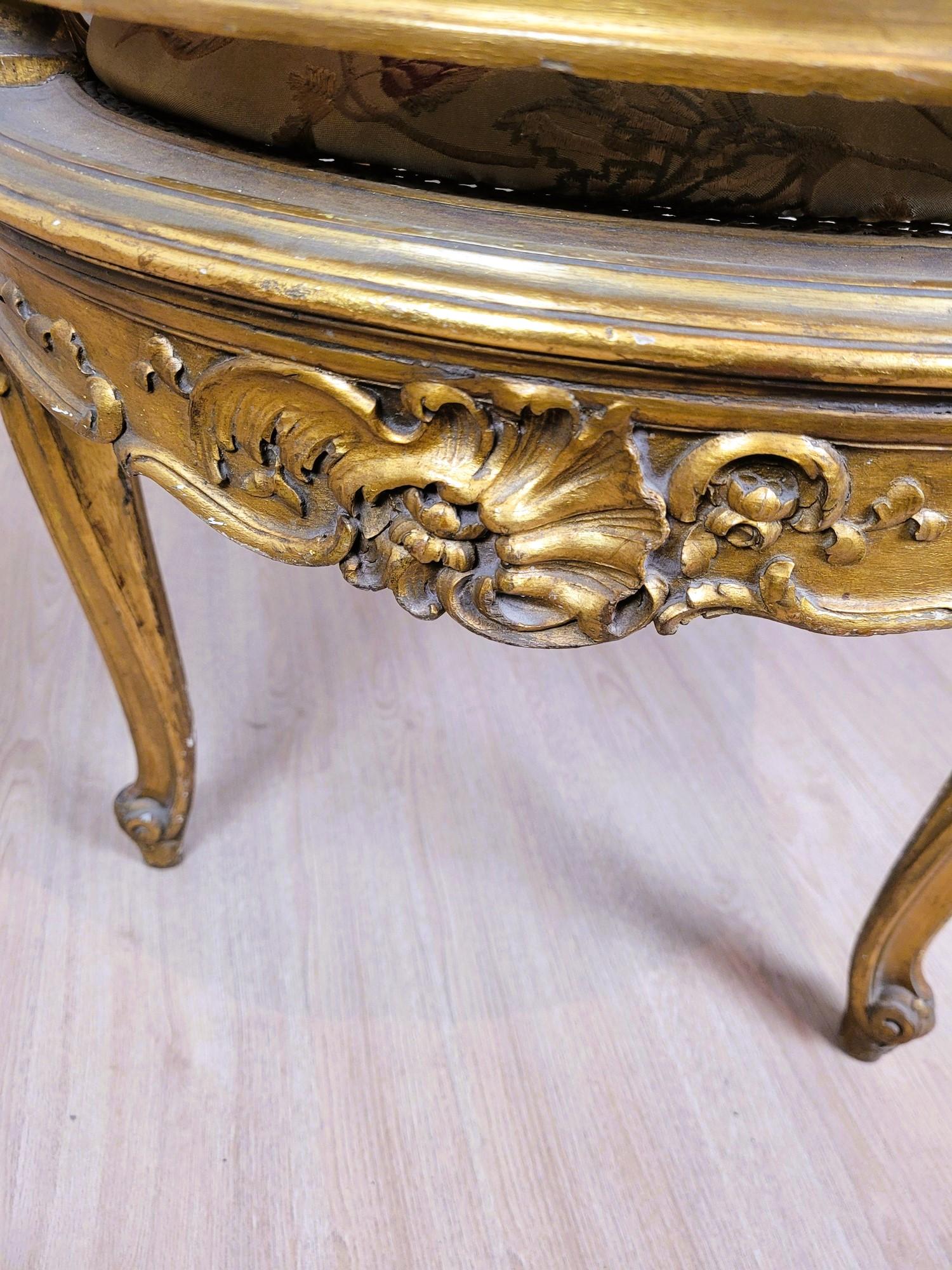 Banc panier doré de style Louis XV, fin du 19ème siècle en vente 2