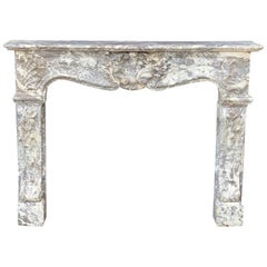 Louis XV Style Gray Marble Ardennes Fireplace