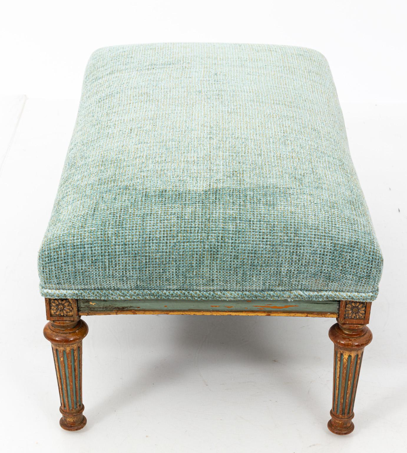 French Louis XV Style Green Painted Bench