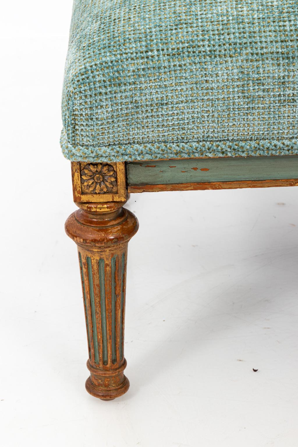 Louis XV Style Green Painted Bench 1