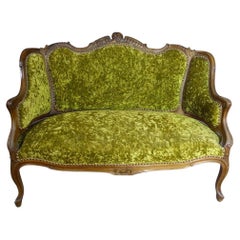 Louis XV Style Green Velvet Sofa