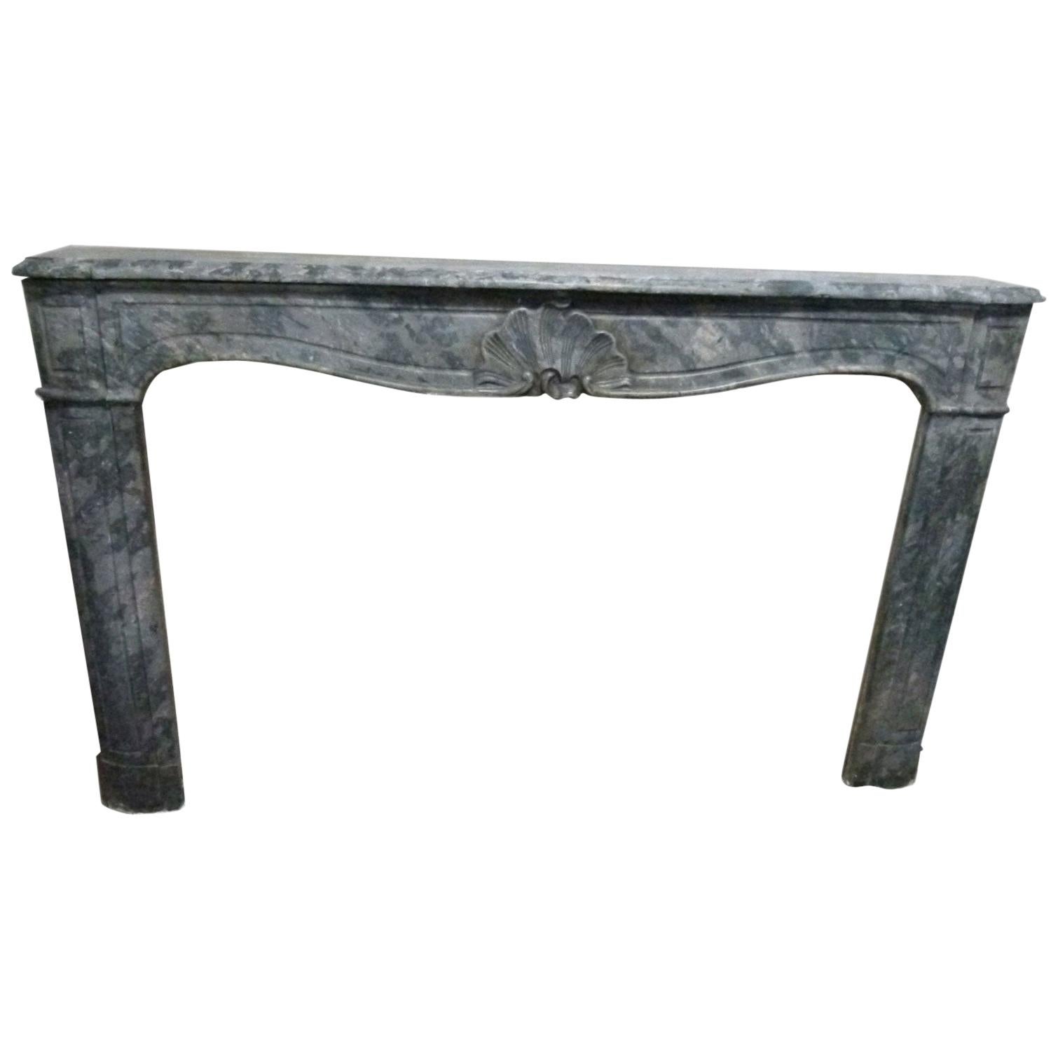Louis XV Style Grey Marble Fire Place Mantel For Sale