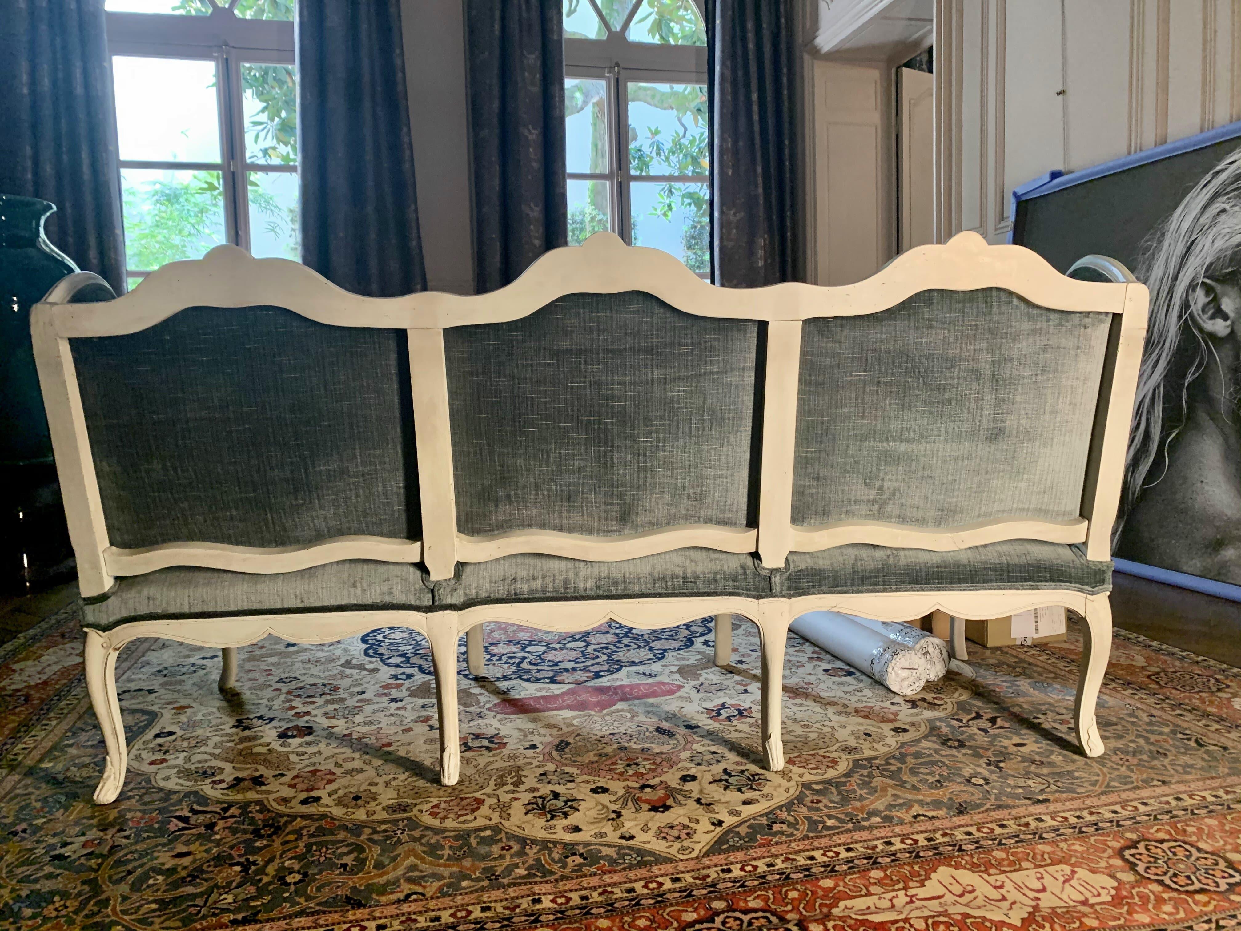 Louis XV Style Grey, Painted Beechwood Sofa, 20th Century For Sale 2