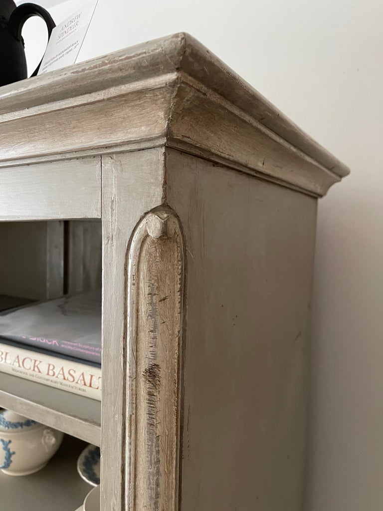 Iron Louis XV Style Grey Painted Buffet a Deux Corps Cabinet For Sale