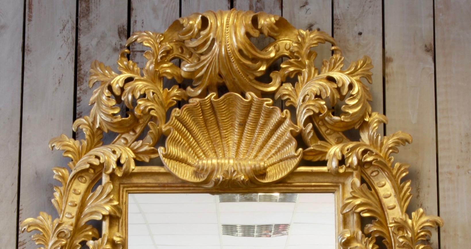 British Large Louis XV Style Hand Carved Giltwood Mirror Made by La Maison London For Sale
