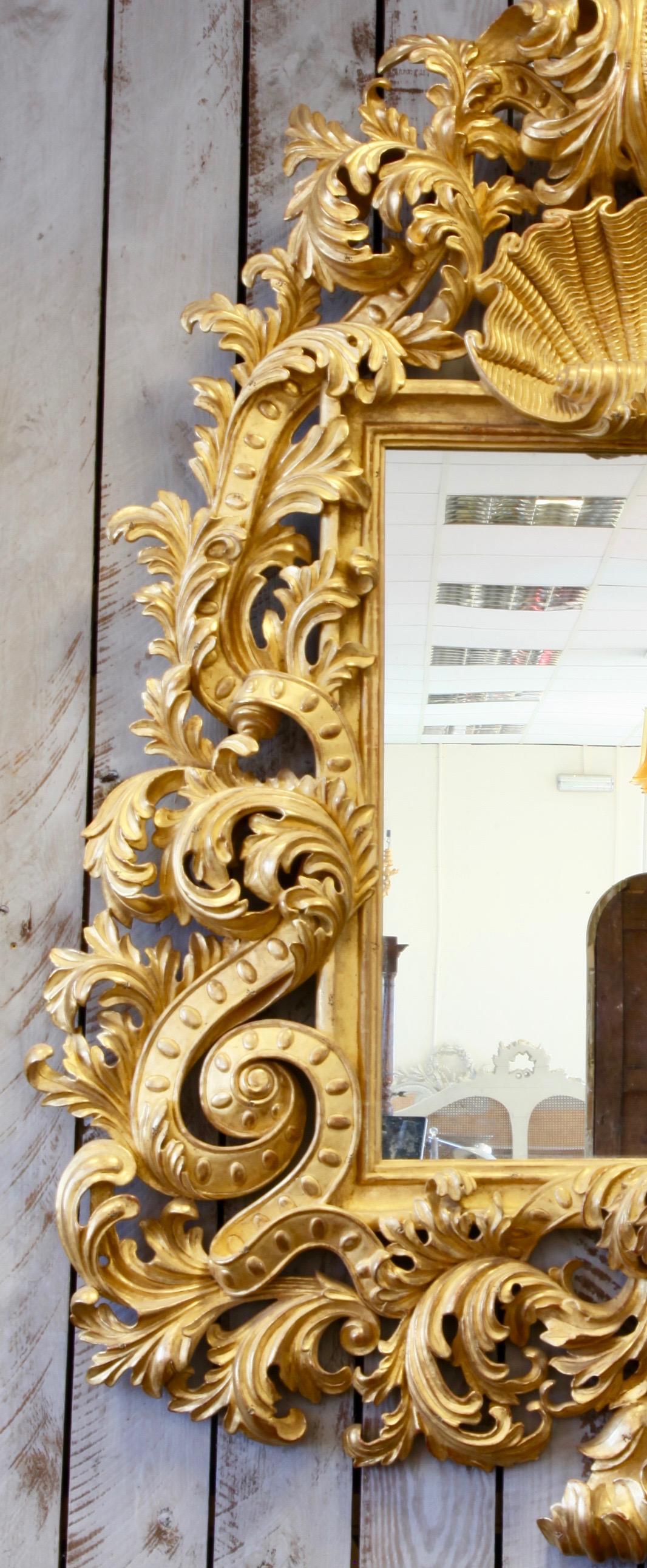 Hand-Carved Large Louis XV Style Hand Carved Giltwood Mirror Made by La Maison London For Sale