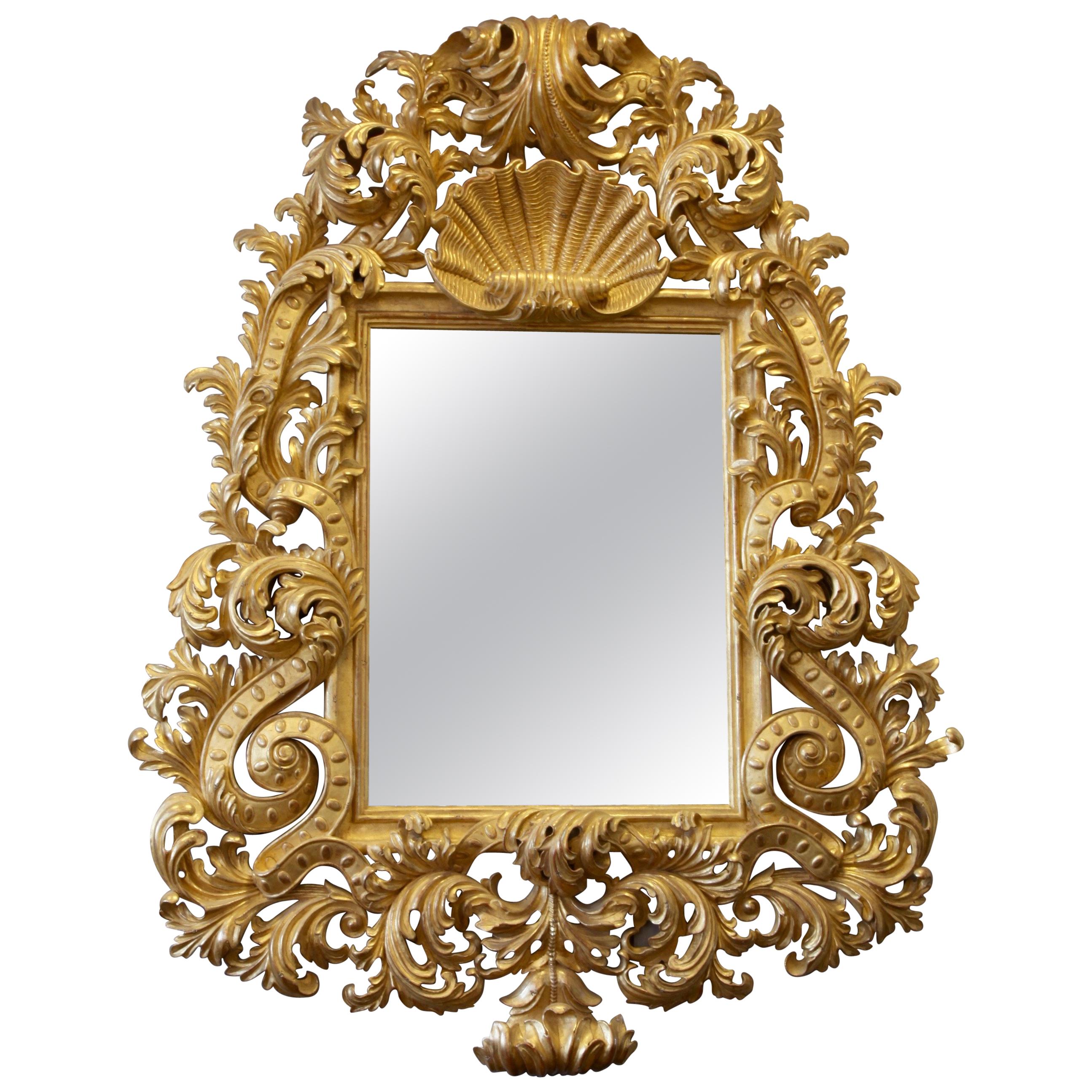 Large Louis XV Style Hand Carved Giltwood Mirror Made by La Maison London For Sale