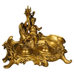 Louis XV Style Inkwell, Designed by Léon Messagé and Cast By Barbedienne