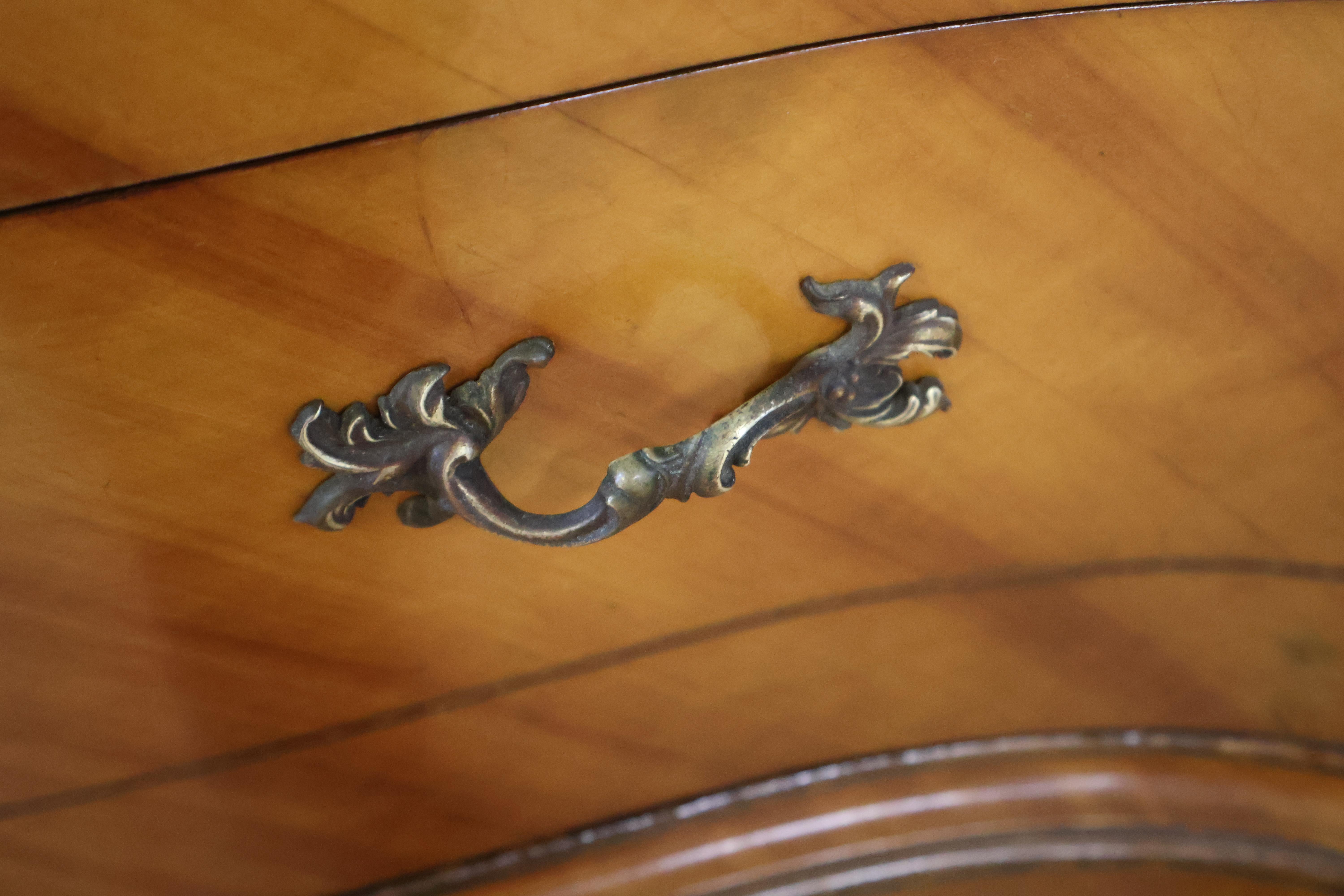 Louis XV Style Inlaid Satinwood and Burled Walnut High Chest of Drawers 1920s 11