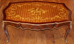 Louis XV Style Inlaid Wood Ormolu Mounted Cocktail Coffee Table