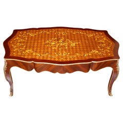 Louis XV Style Inlaid Wood Ormolu Mounted Cocktail Coffee Table