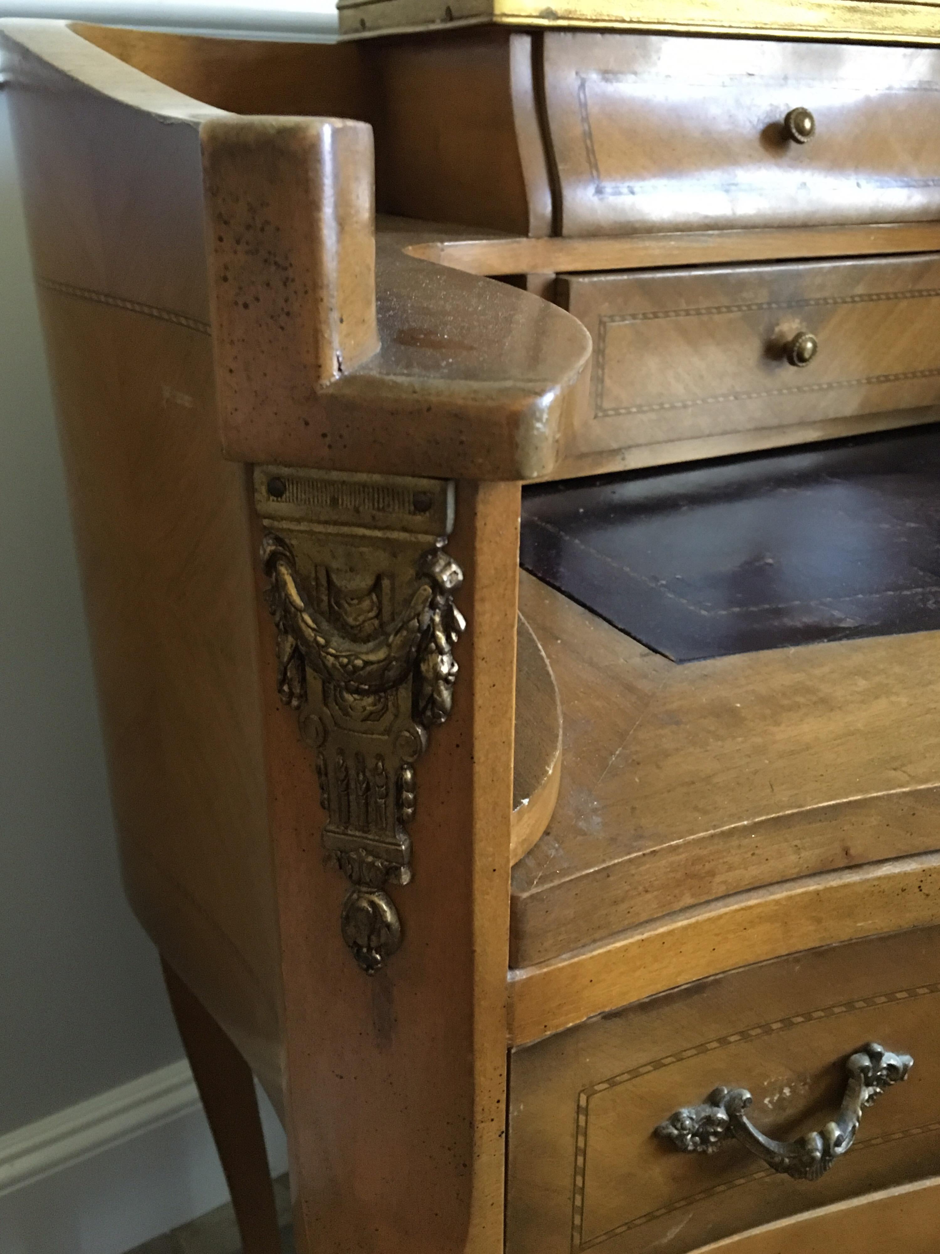 American Louis XV Style Inlay Butler's Desk, circa 1920 For Sale