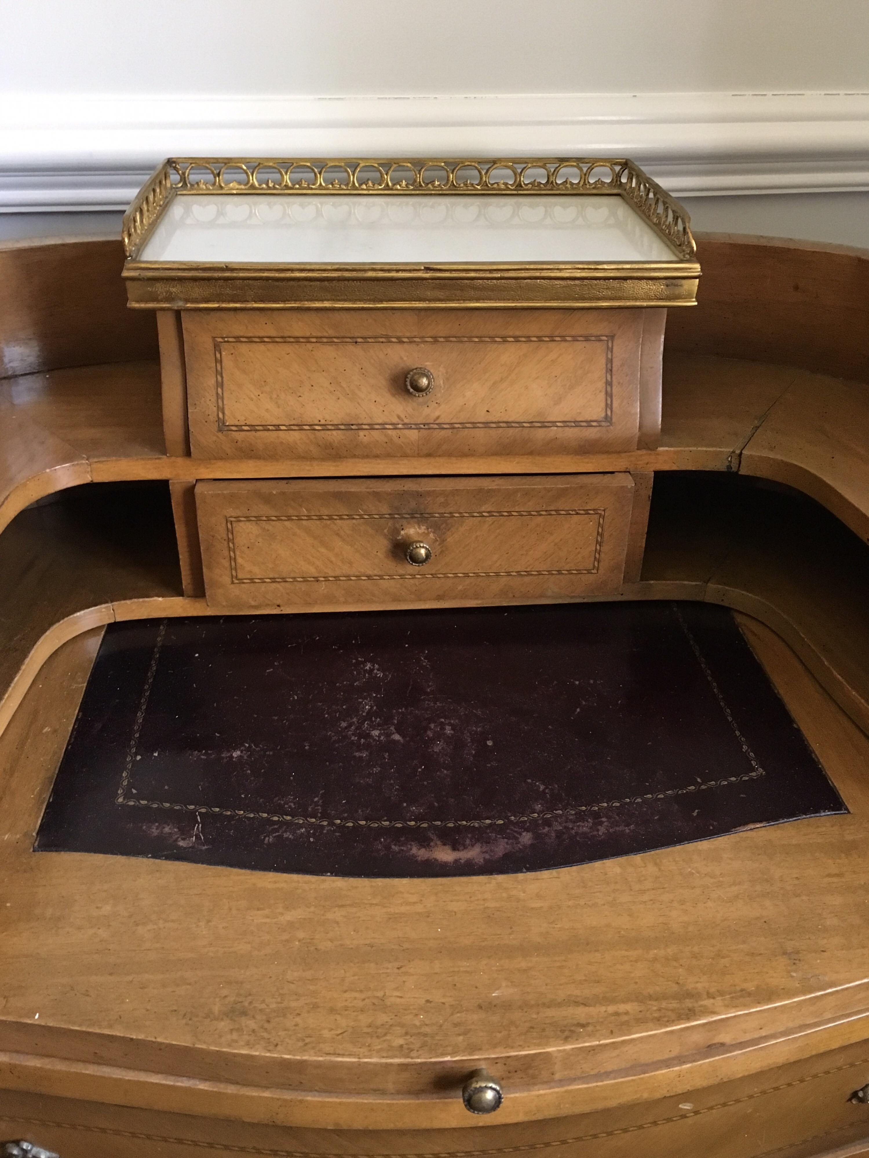 Wood Louis XV Style Inlay Butler's Desk, circa 1920 For Sale