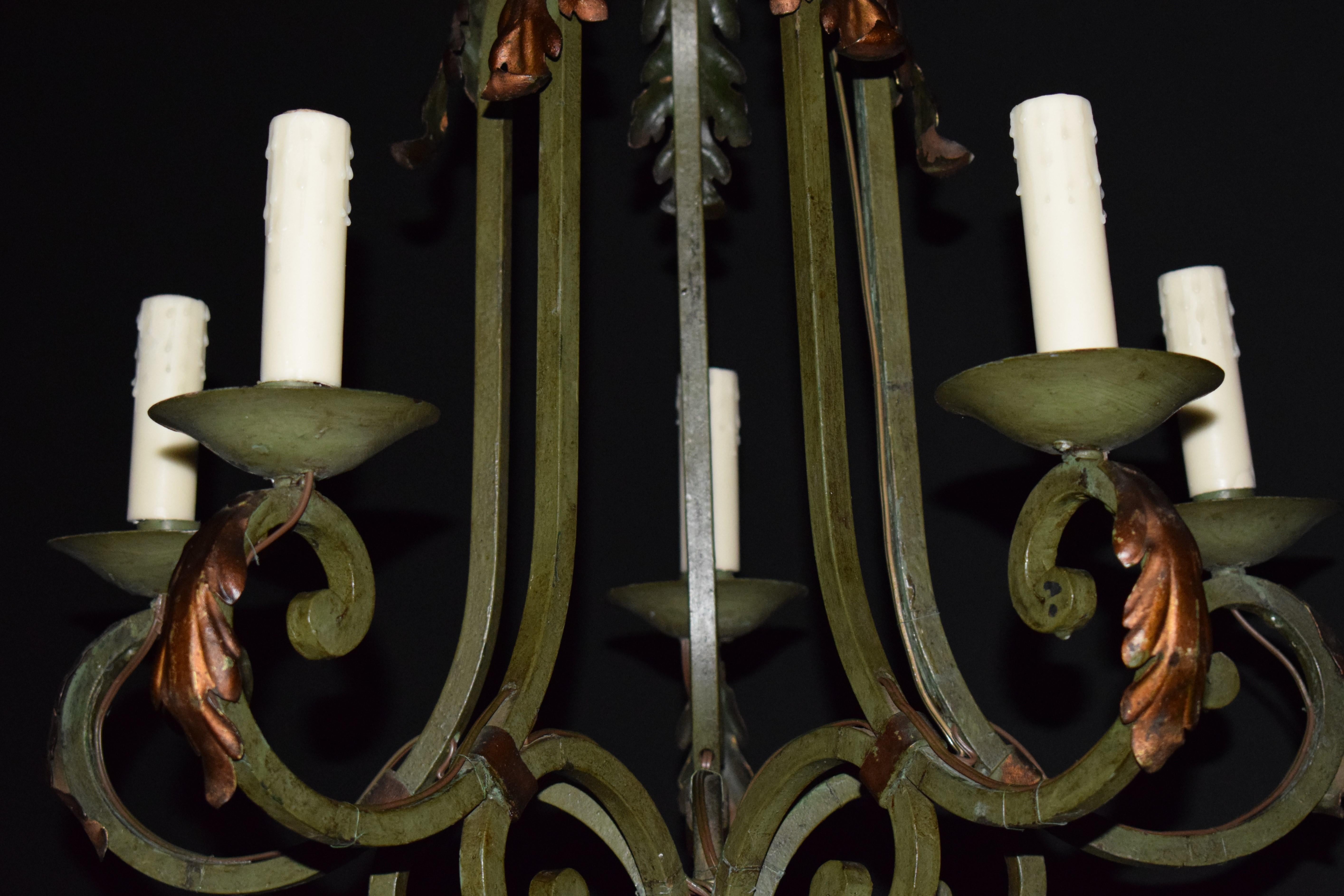 20th Century Louis XV Style Iron Chandelier For Sale