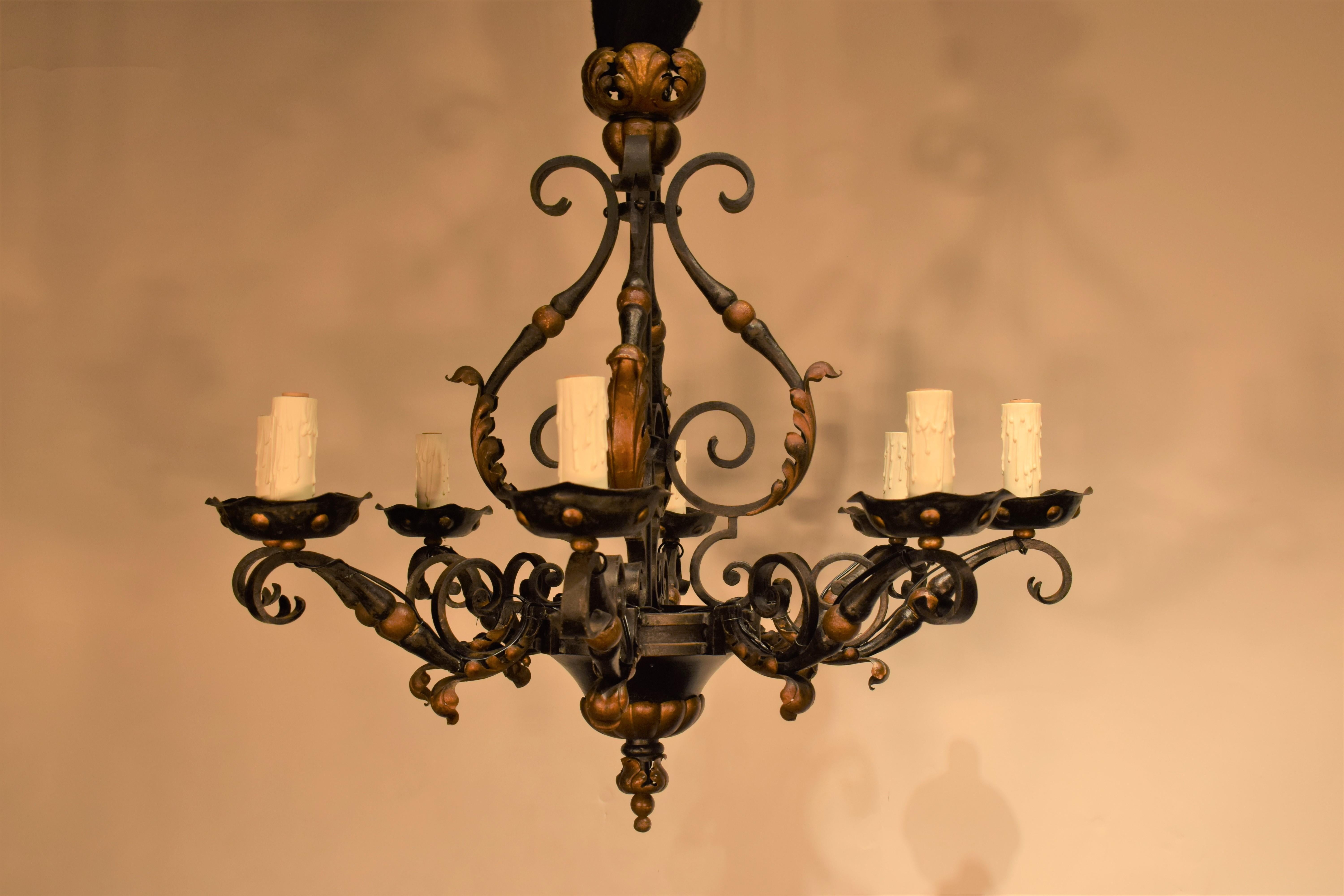 Louis XV Style Iron Chandelier In Good Condition For Sale In Atlanta, GA