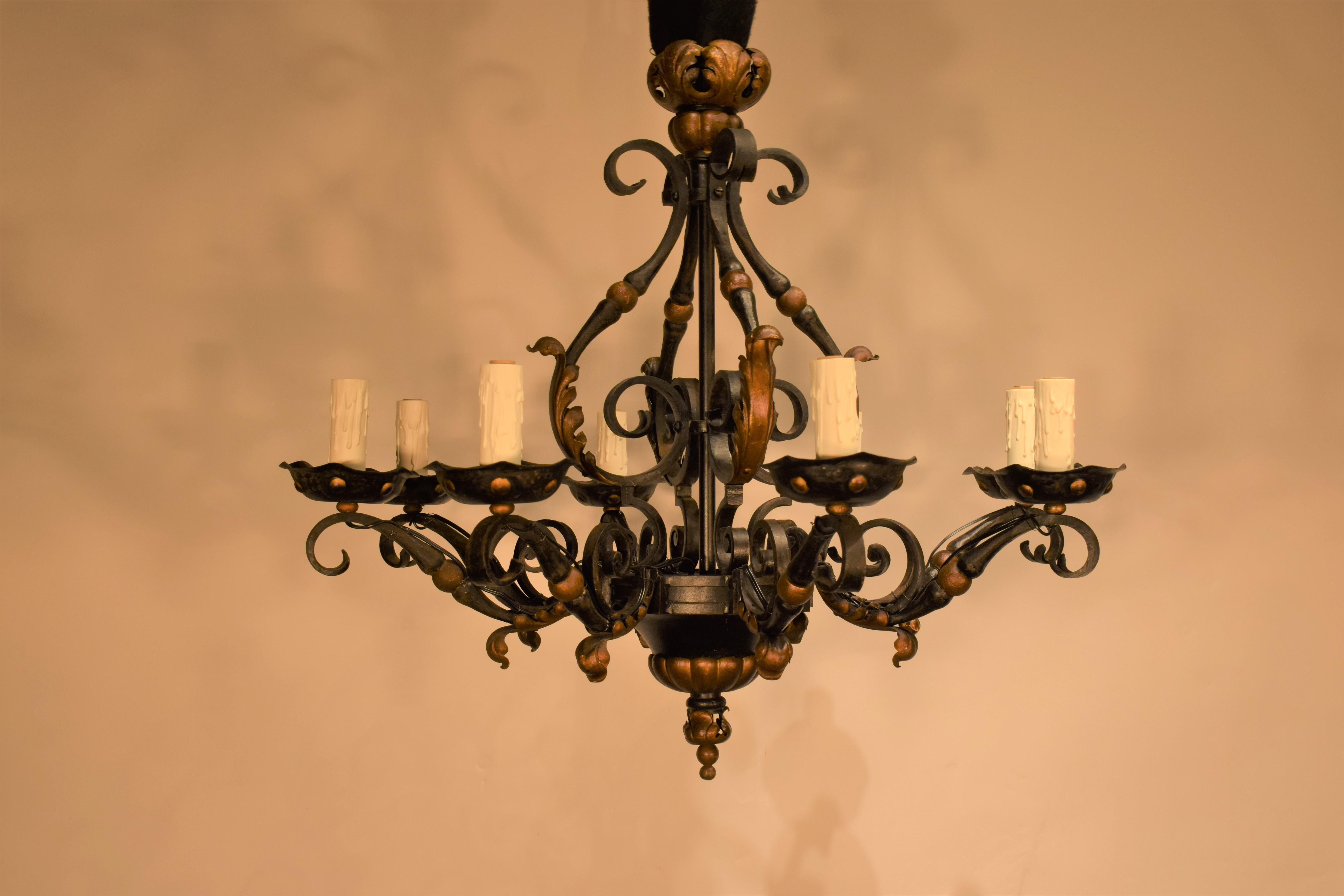 Early 20th Century Louis XV Style Iron Chandelier For Sale