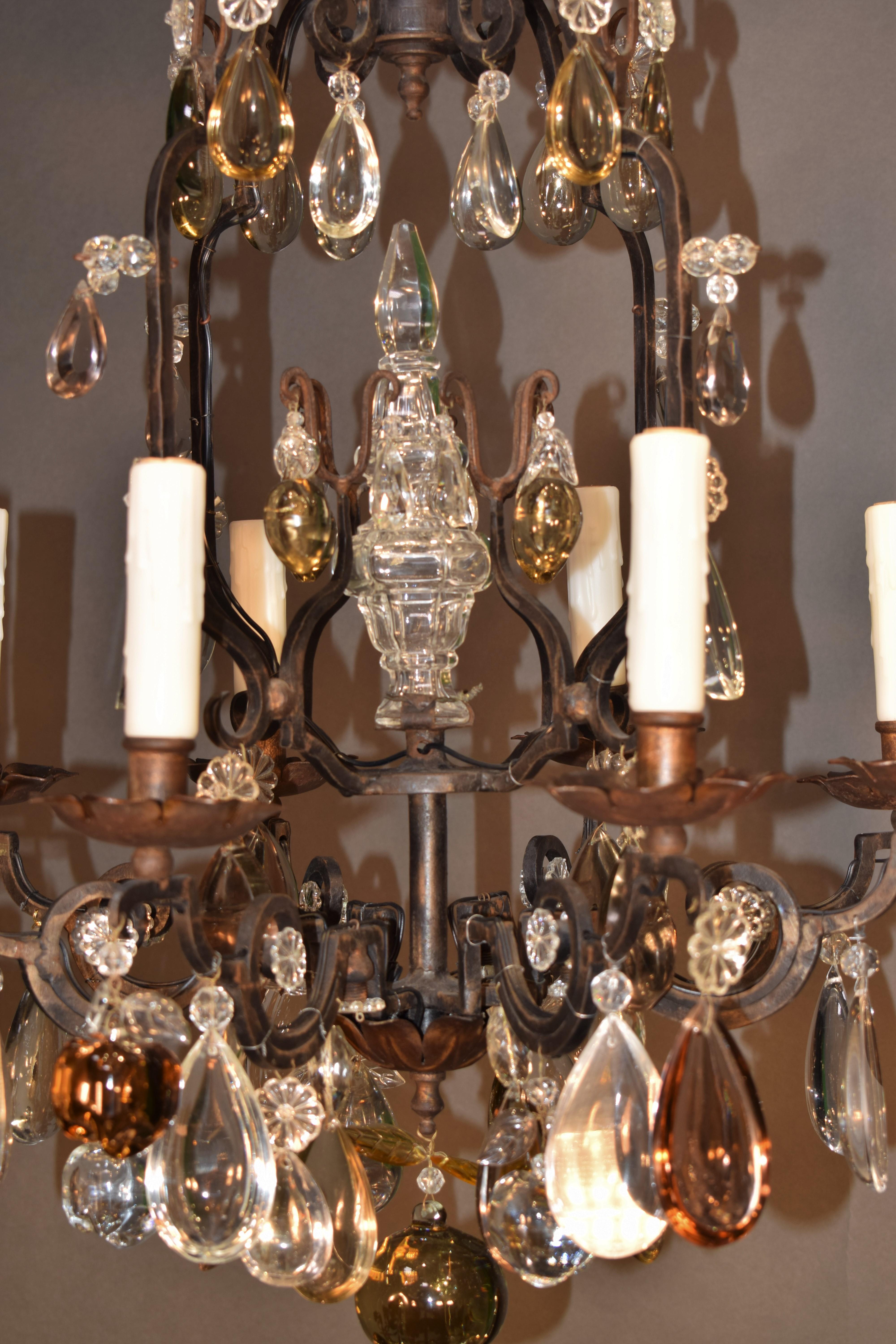 Louis XV Style Iron & Crystal Chandelier For Sale 5