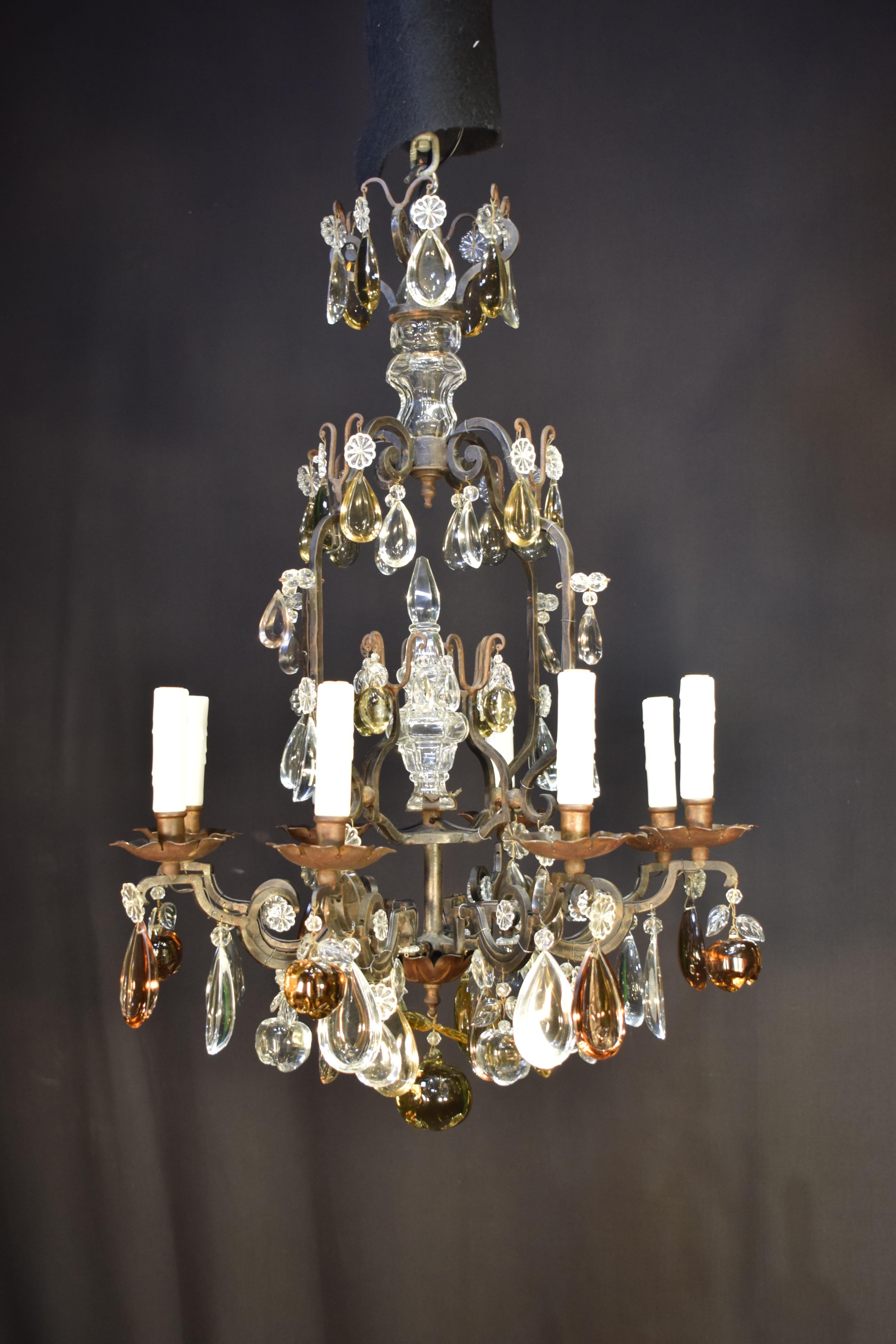 Louis XV Style Iron & Crystal Chandelier For Sale 6