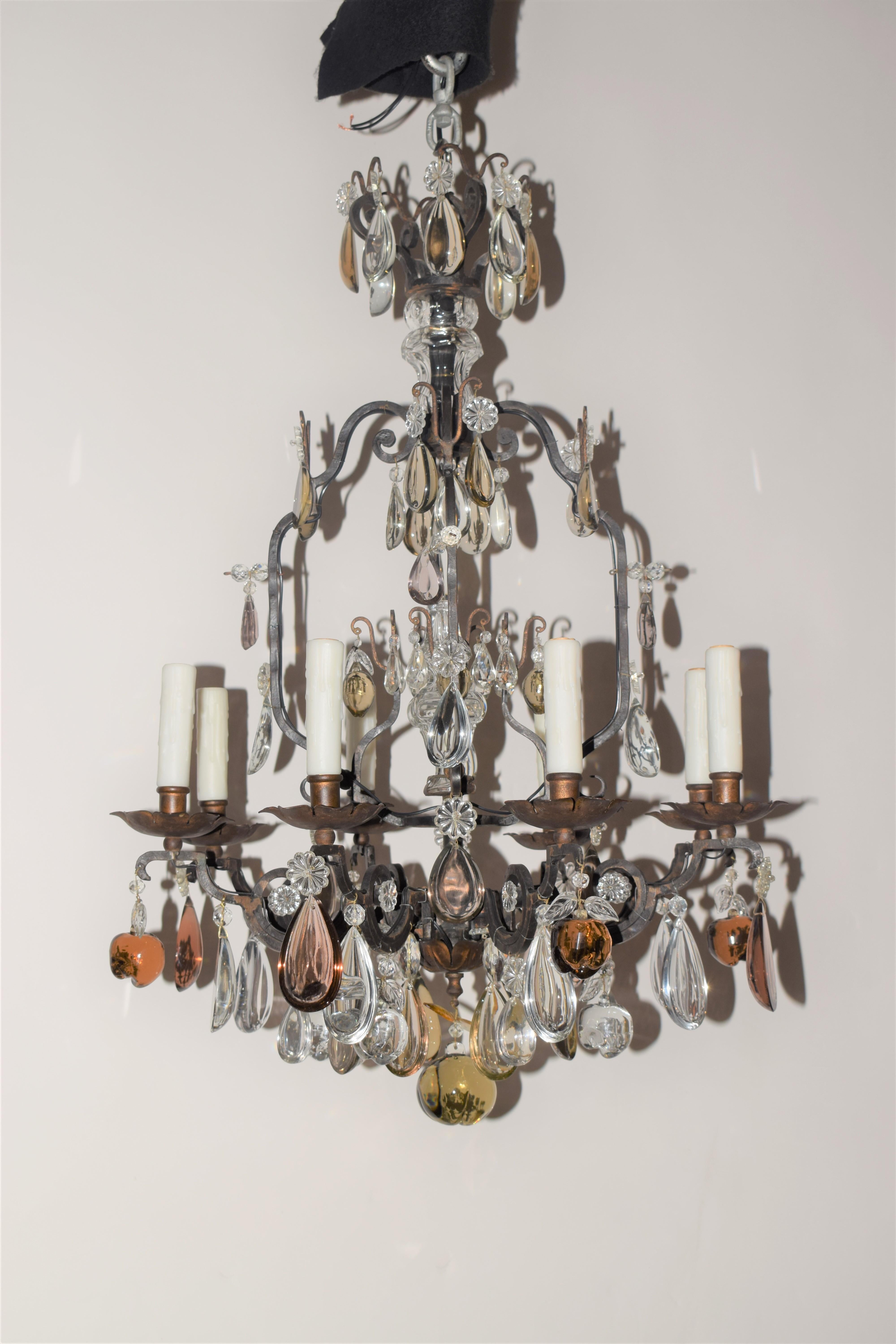 Louis XV Style Iron & Crystal Chandelier In Good Condition For Sale In Atlanta, GA