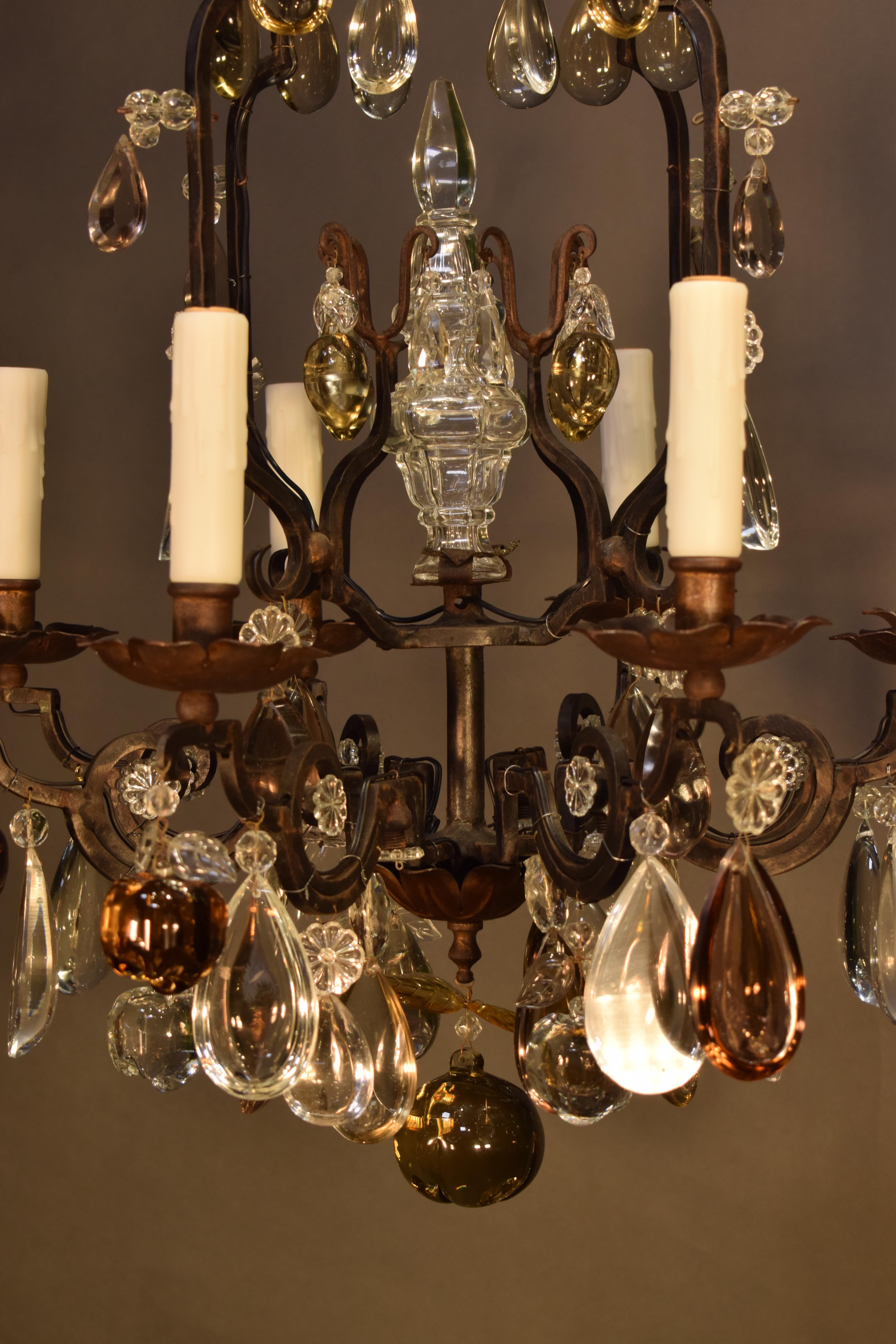 Louis XV Style Iron & Crystal Chandelier For Sale 1