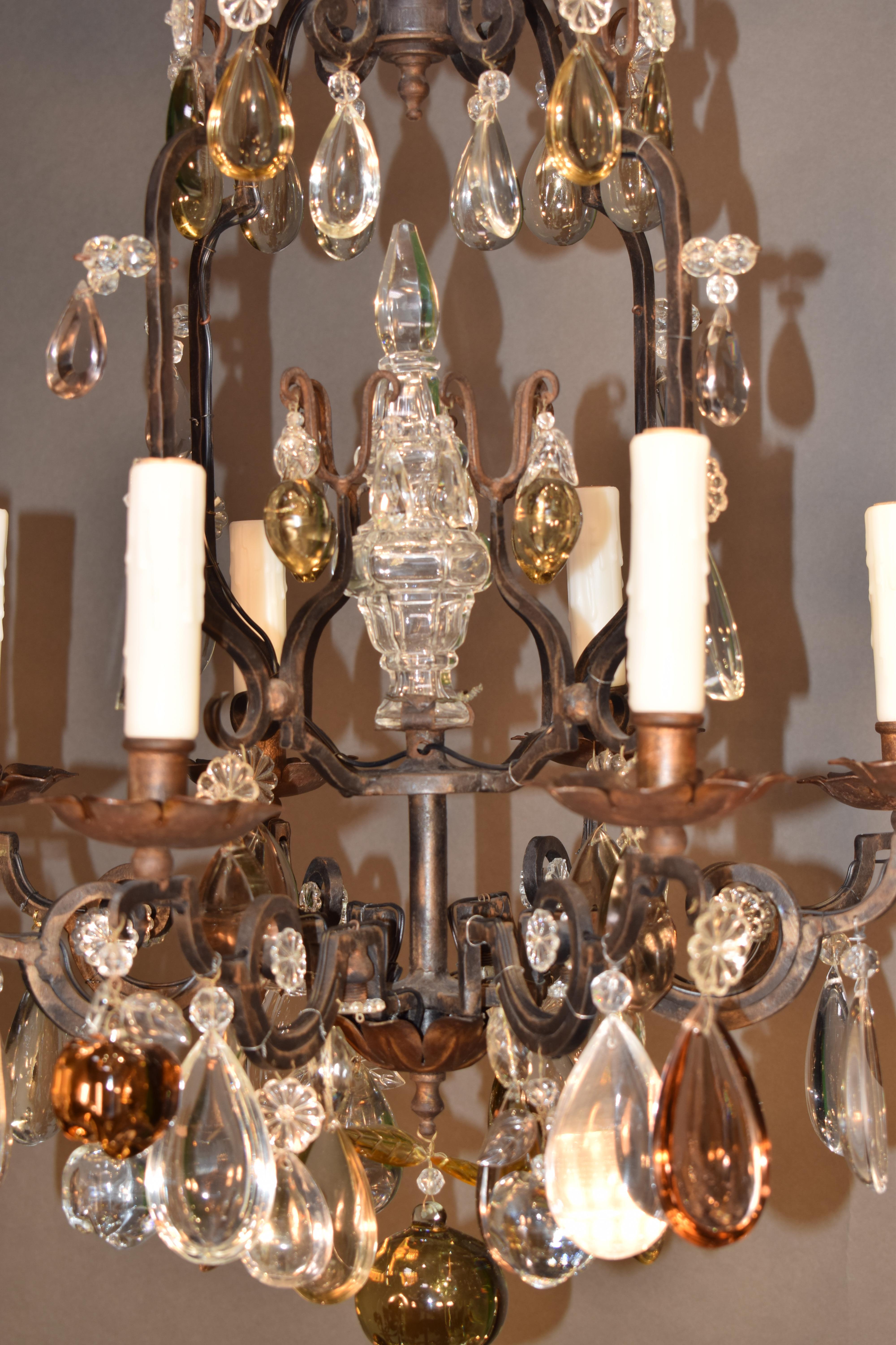 Louis XV Style Iron & Crystal Chandelier For Sale 2