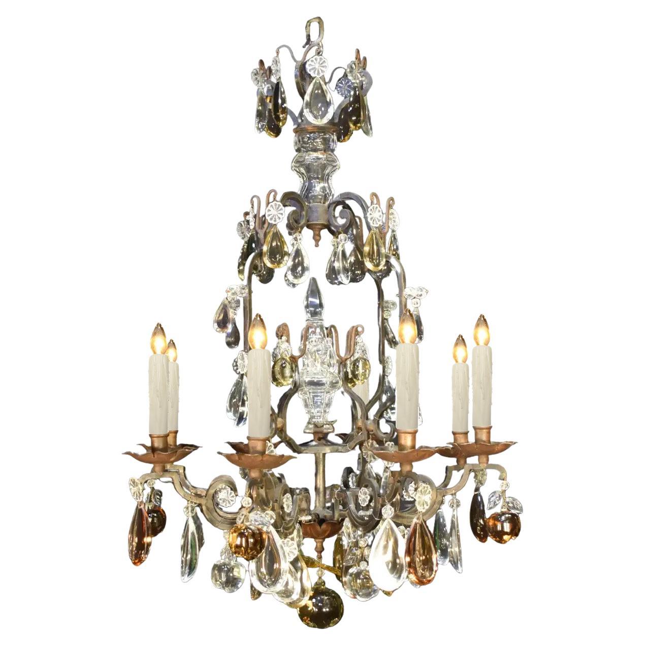 Louis XV Style Iron & Crystal Chandelier For Sale