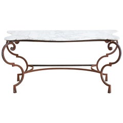 Louis XV Style Iron Marble Top Console Table