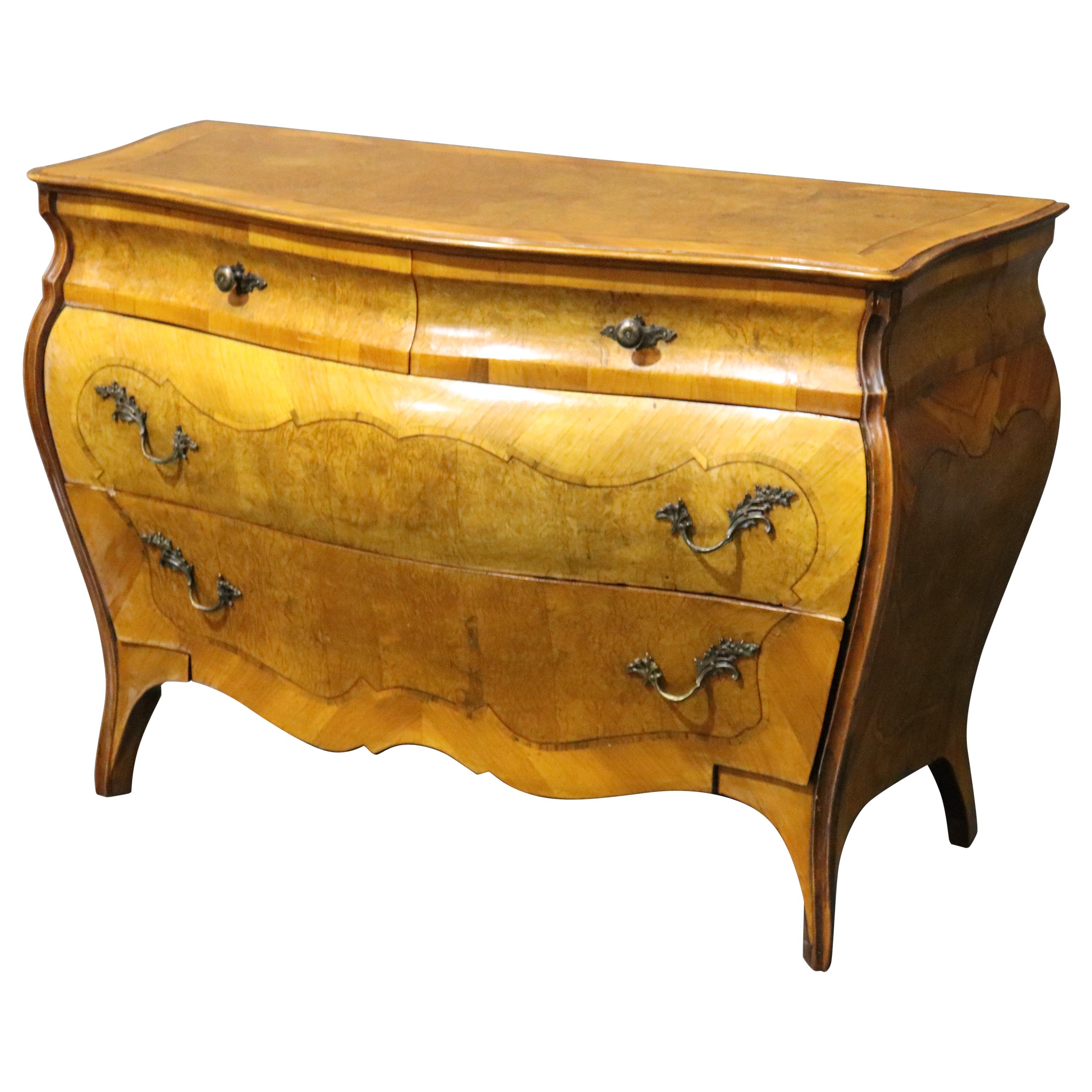 Louis XV Style Italian Burled Olivewood Provincial Commode Dresser, circa 1940