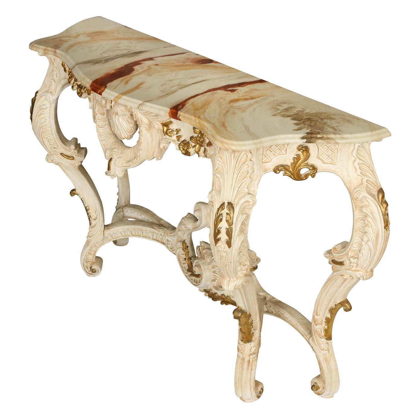 Louis XV style Italian painted console with acanthus leaf motif.