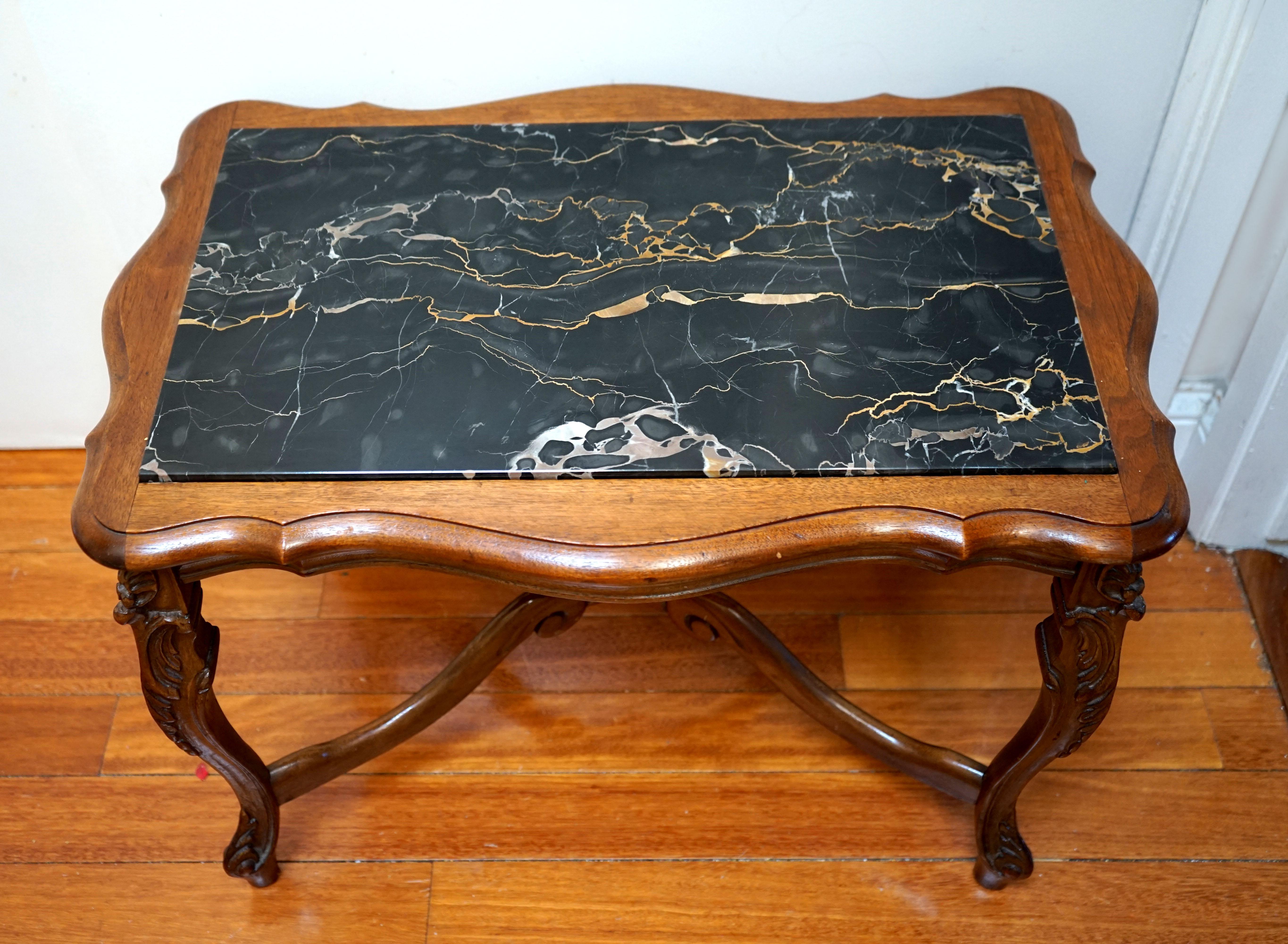 Louis XV Style J.B Van Sciver Co., Walnut Low Table with Marble Top For Sale 3
