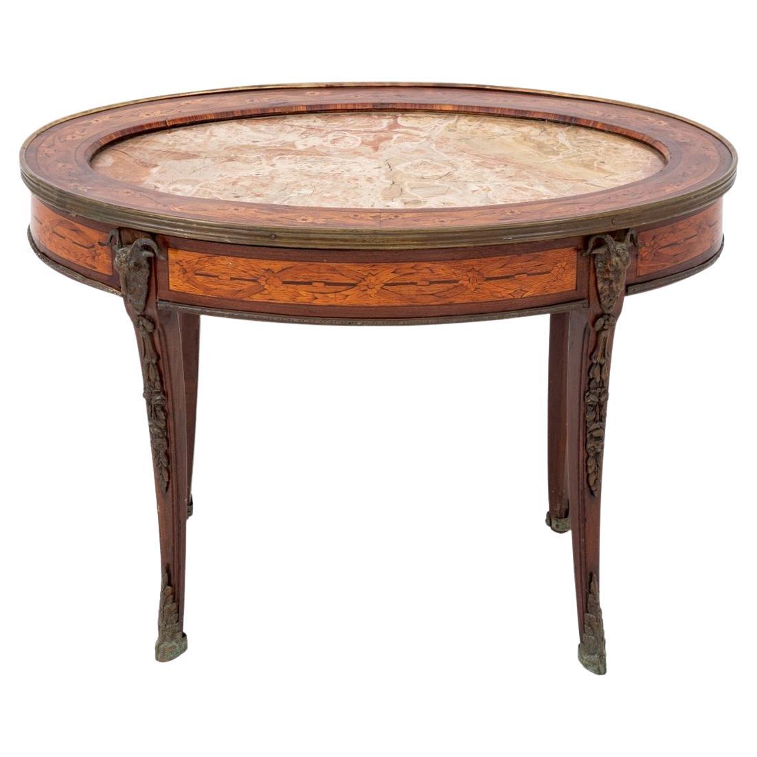 Tavolino da caffè in legno di Re e marmo in stile Luigi XV