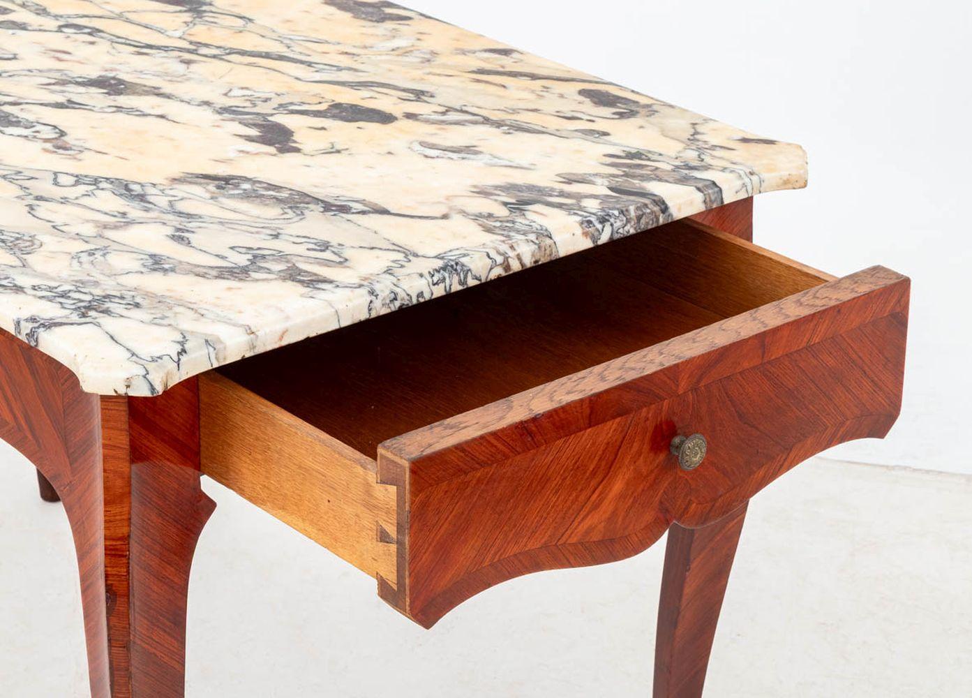 French Louis XV Style Kingwood and Marble Desk For Sale