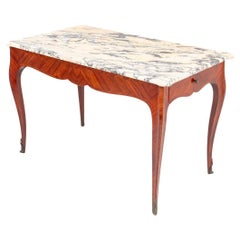 Bureau de style Louis XV en bois de roi et marbre